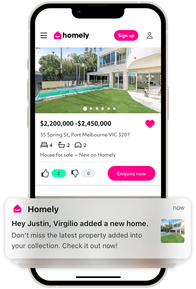 Homely mobile app property view of a new listing