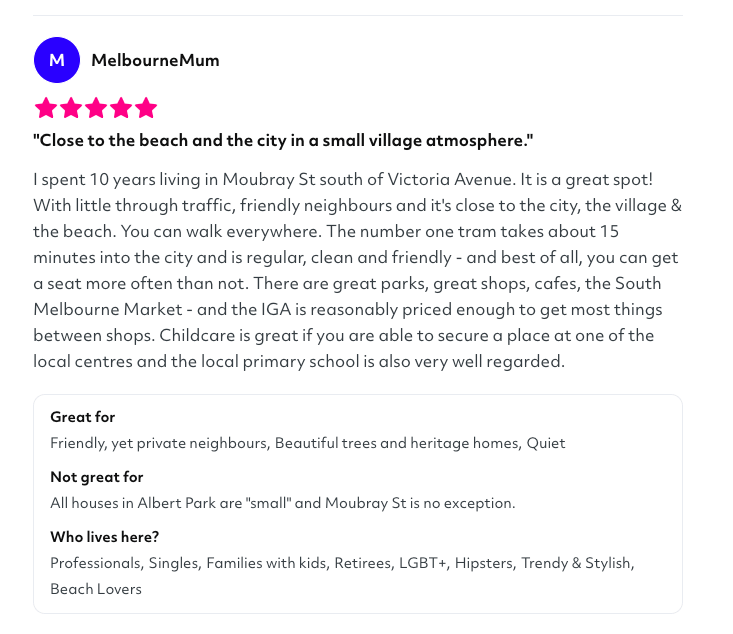 Homely street review example