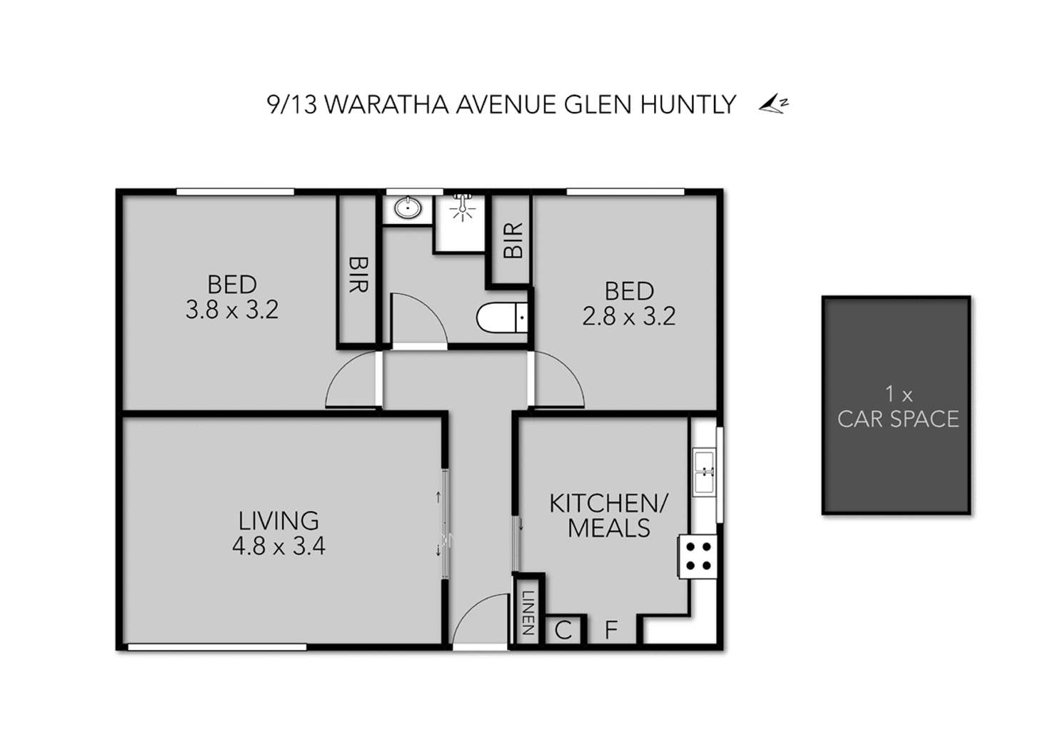 Floorplan of Homely flat listing, 9/13 Waratah Avenue, Glen Huntly VIC 3163