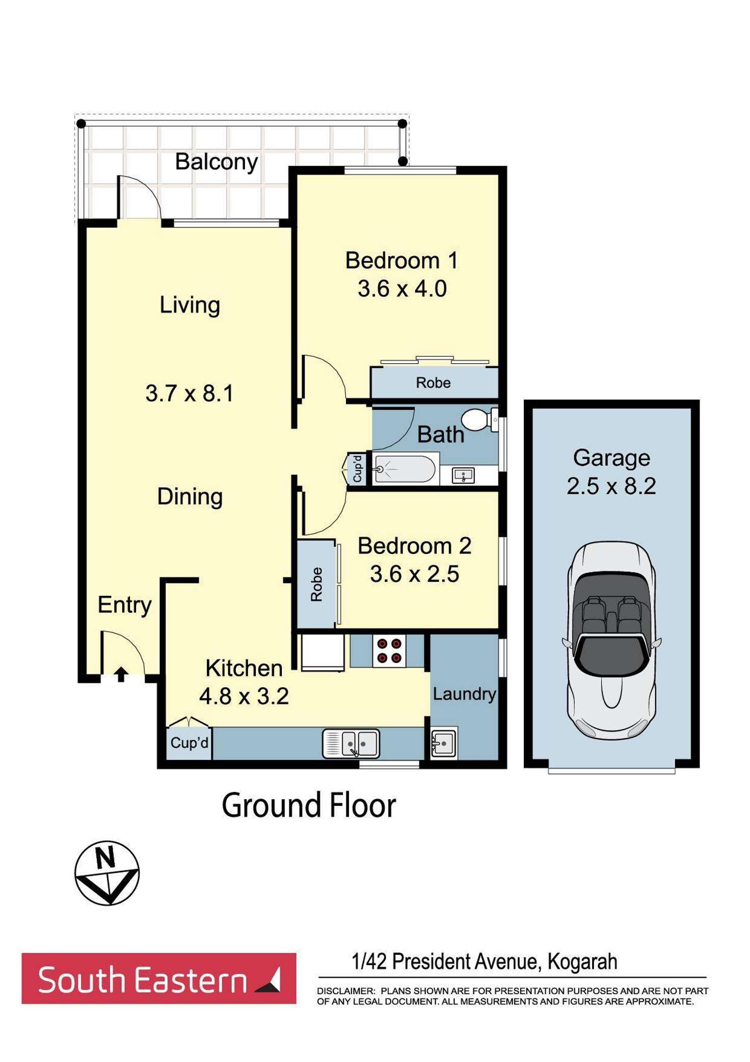 Floorplan of Homely unit listing, 1/42 President Avenue, Kogarah NSW 2217