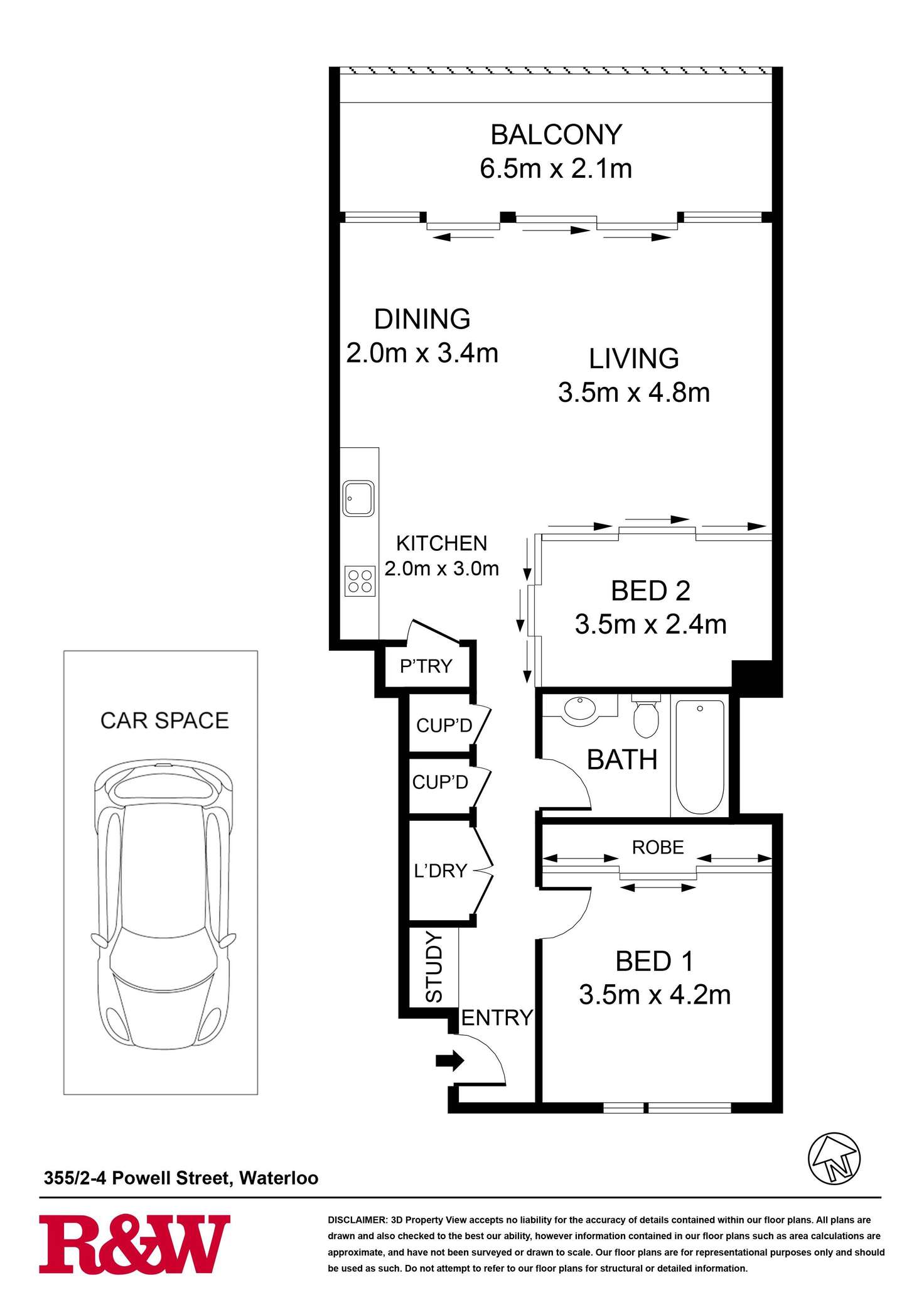 Floorplan of Homely apartment listing, 355/2-4 Powell Street, Waterloo NSW 2017