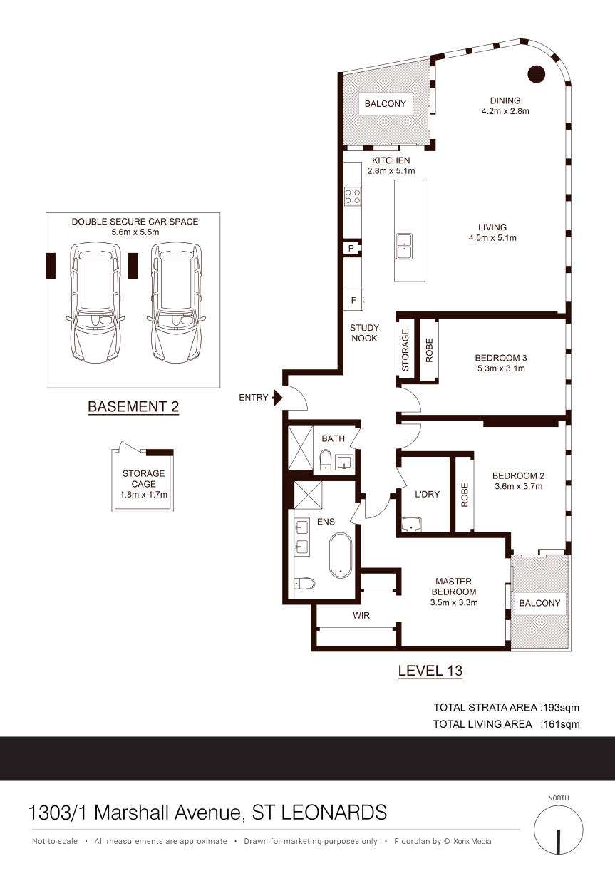 Floorplan of Homely unit listing, 1303/1 Marshall Avenue, St Leonards NSW 2065