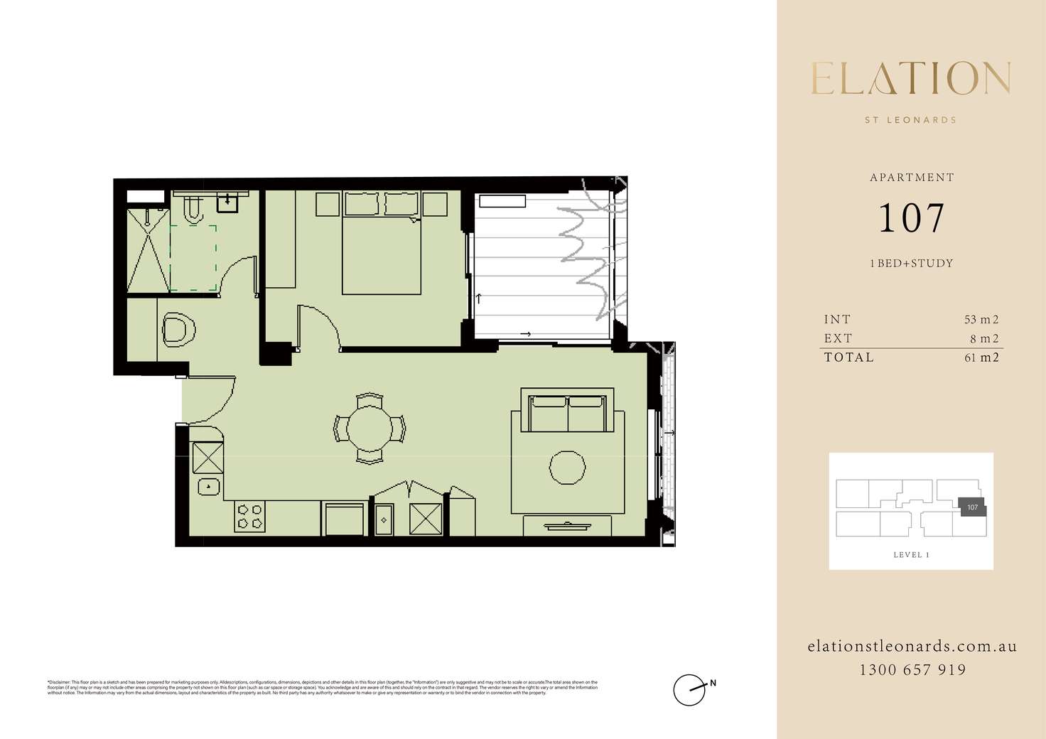 Floorplan of Homely apartment listing, Level 1/107/1-3 Holdsworth Avenue, St Leonards NSW 2065