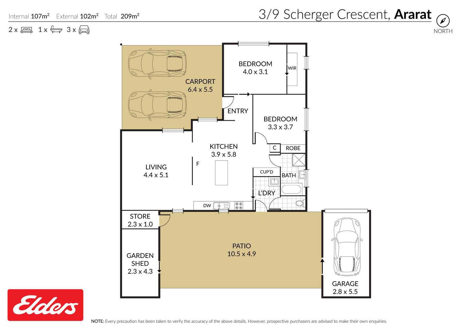 Floorplan of Homely unit listing, 3/9 Scherger Crescent, Ararat VIC 3377
