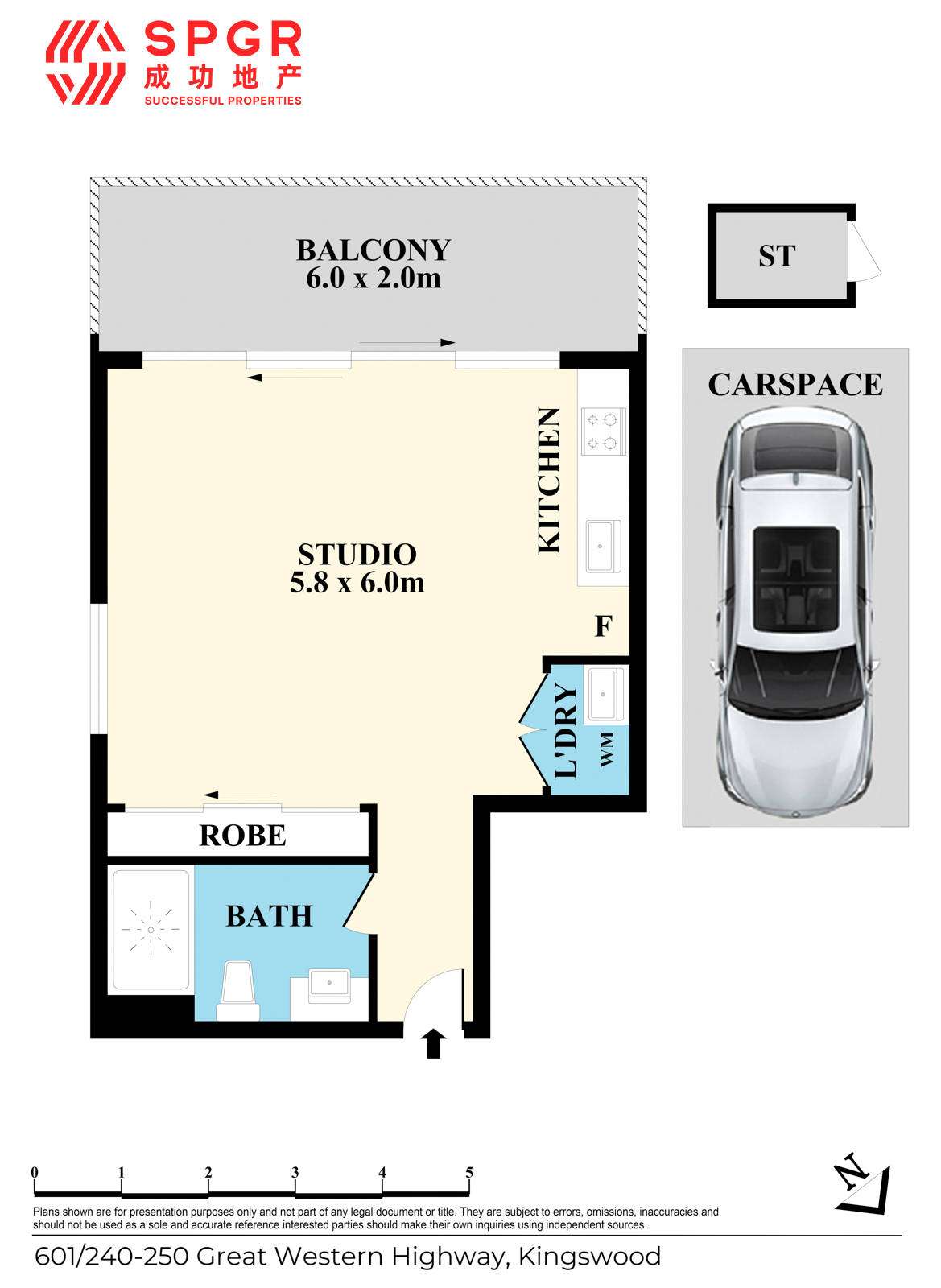 Floorplan of Homely studio listing, 601/240-250 Great Western Highway, Kingswood NSW 2747