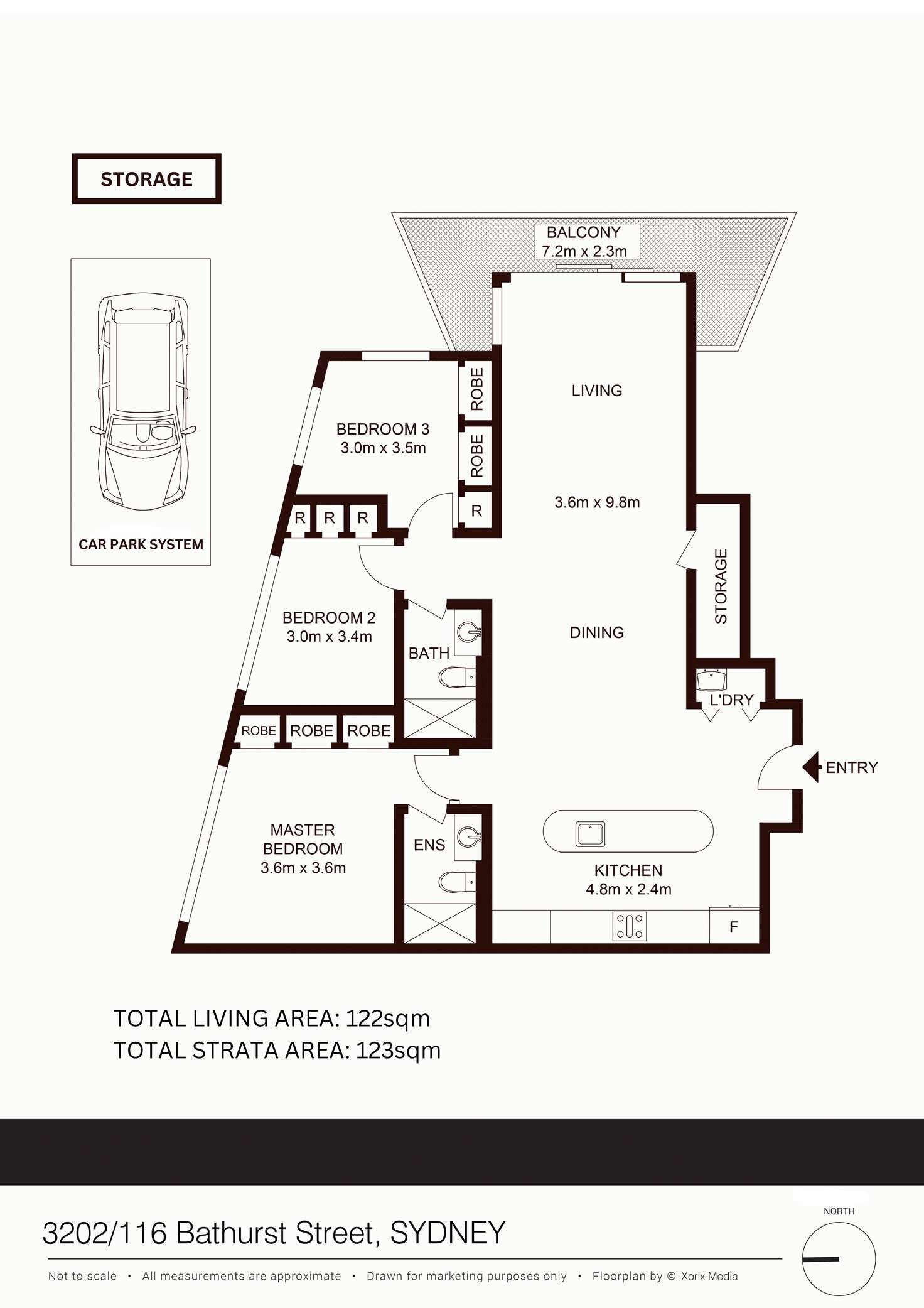 Floorplan of Homely apartment listing, 3202/116 Bathurst Street, Sydney NSW 2000