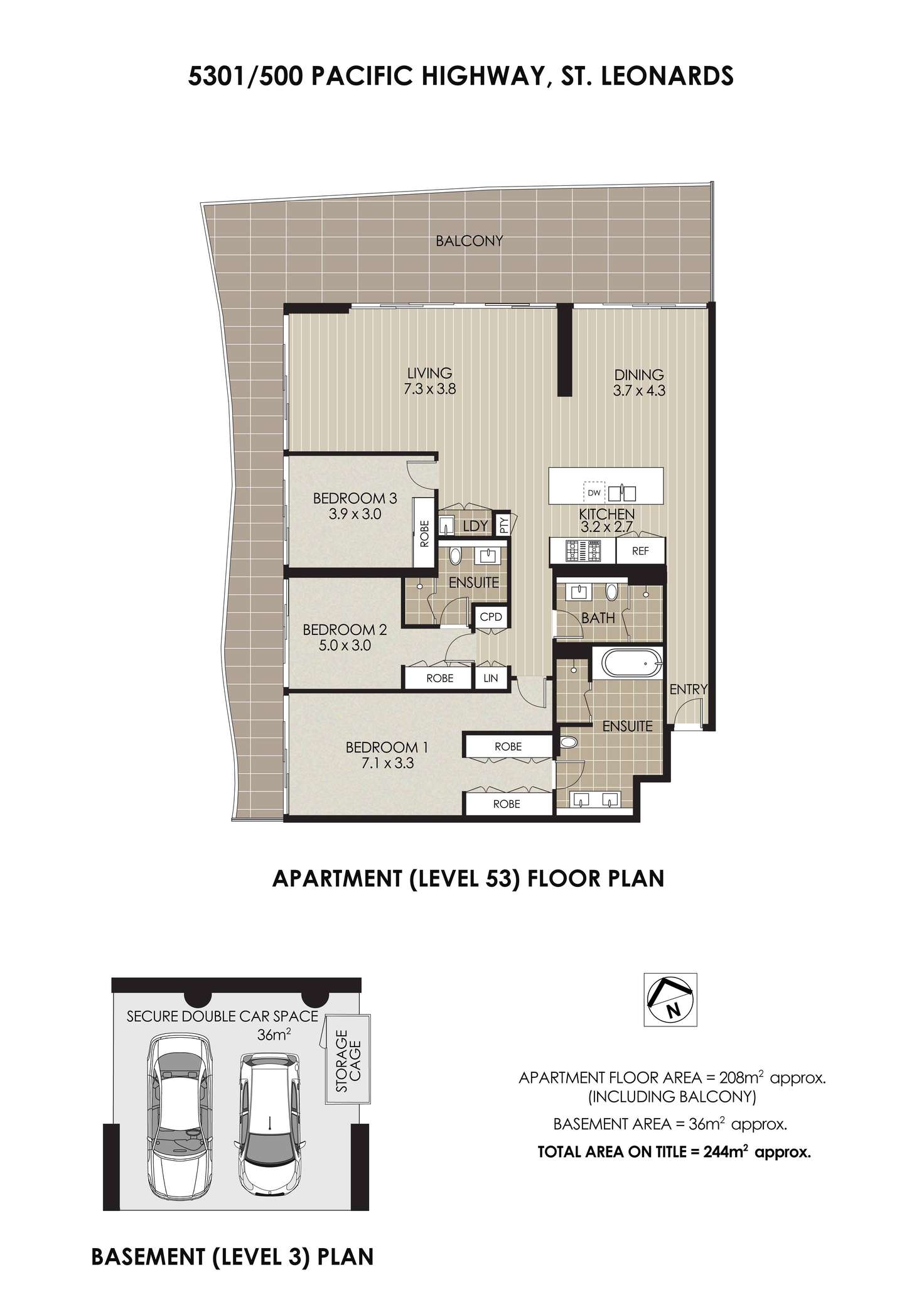 Floorplan of Homely apartment listing, 5301/500 Pacific Highway, St Leonards NSW 2065
