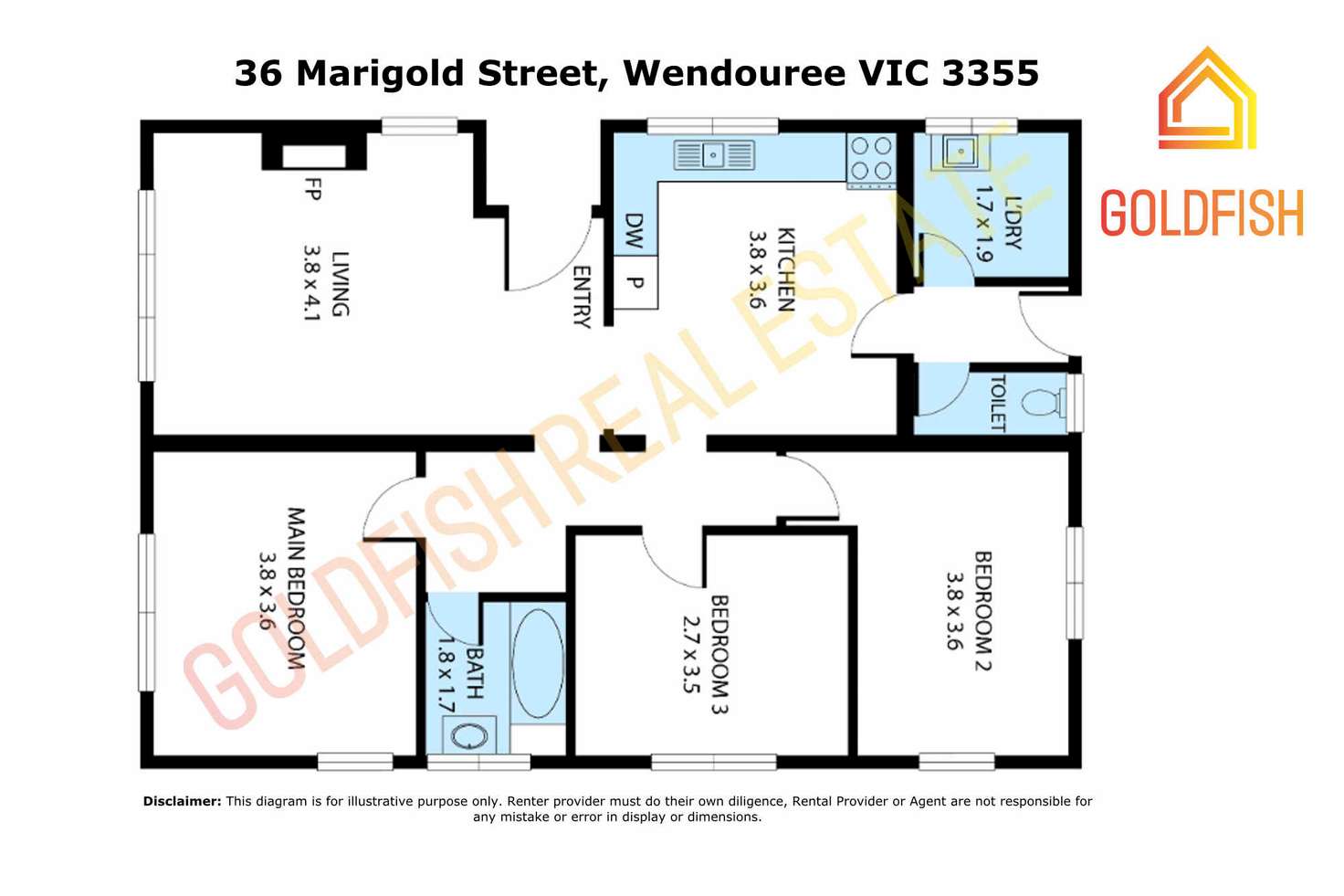 Floorplan of Homely house listing, 36 Marigold Street, Wendouree VIC 3355