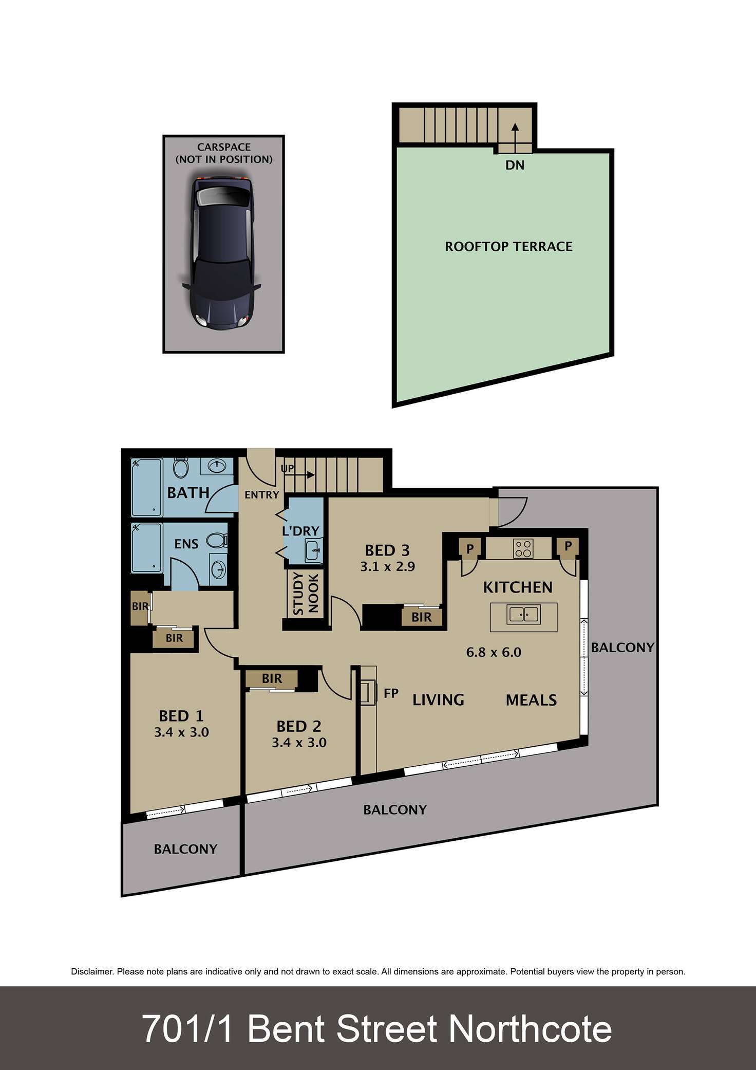 Floorplan of Homely apartment listing, 701/1 Bent Street, Northcote VIC 3070