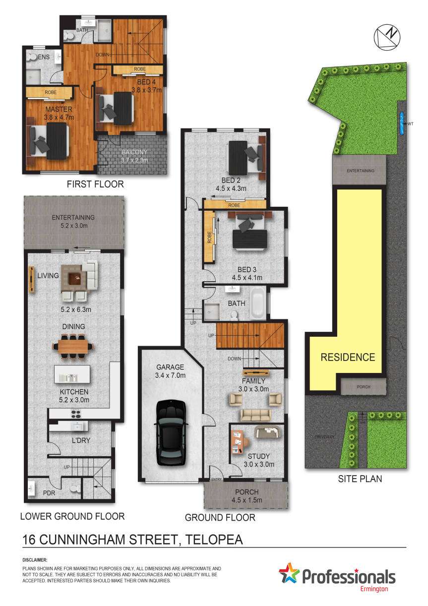 Floorplan of Homely semiDetached listing, 16 Cunningham Street, Telopea NSW 2117