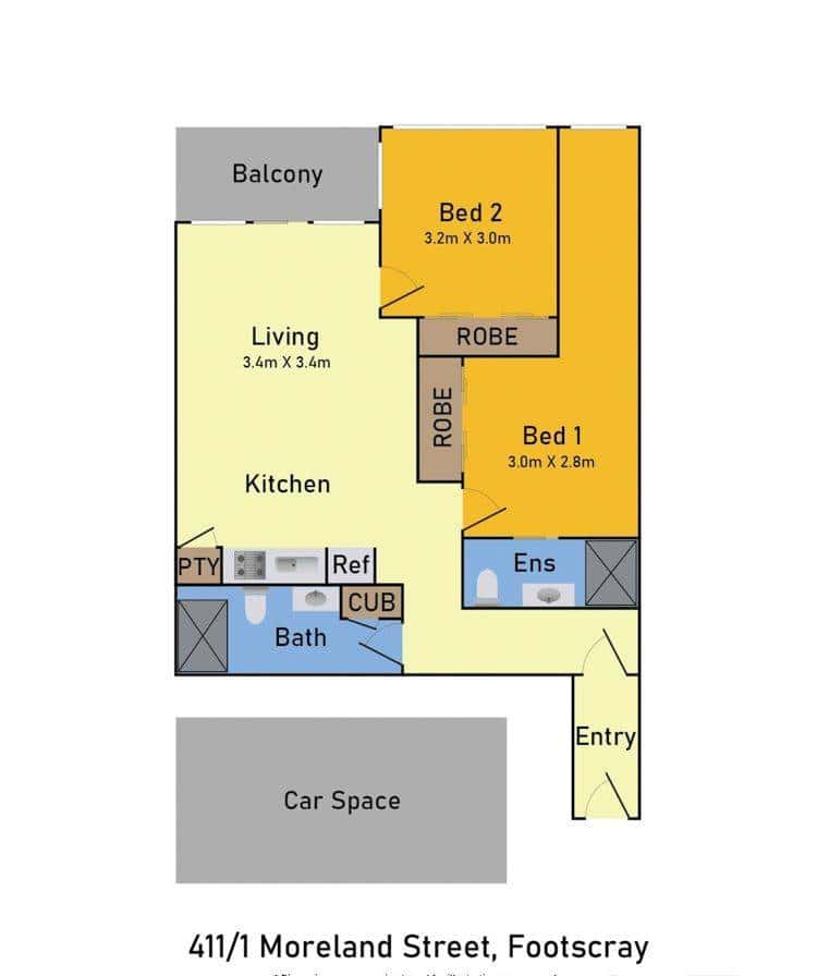 Floorplan of Homely apartment listing, 411/1 Moreland Street, Footscray VIC 3011