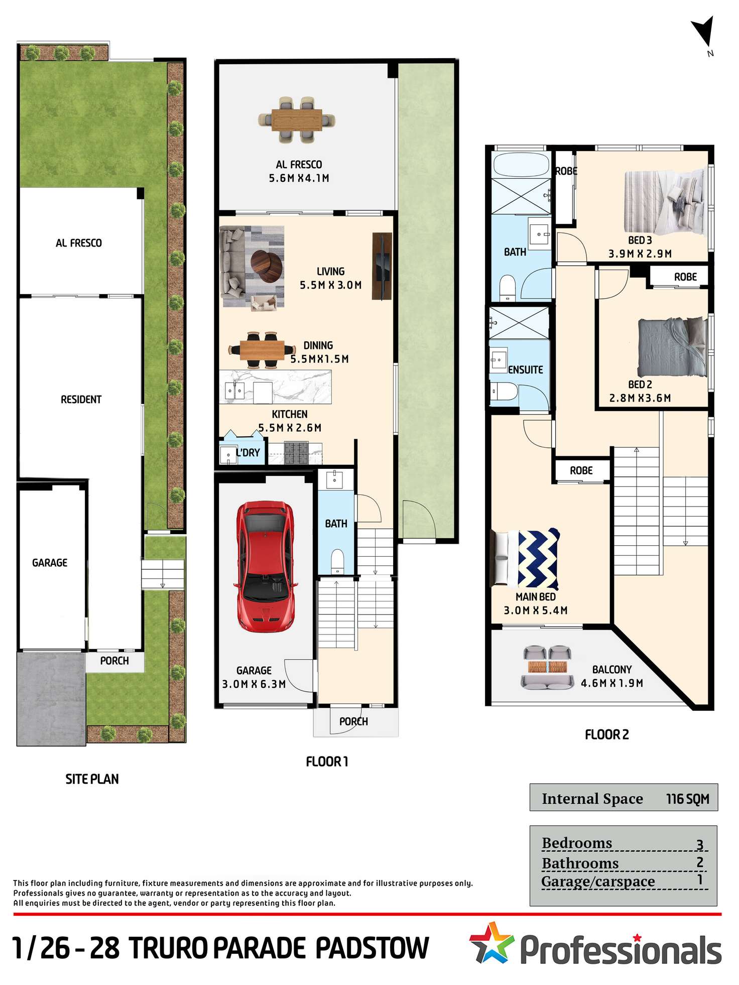 Floorplan of Homely townhouse listing, 1/26-28 Truro Parade, Padstow NSW 2211