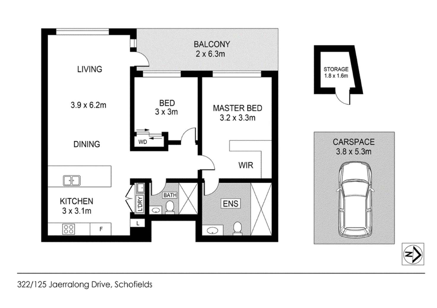 Floorplan of Homely apartment listing, 322D/125B Jerralong Drive, Schofields NSW 2762
