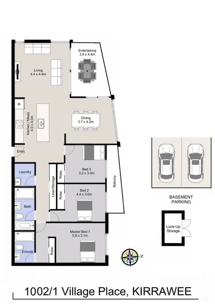 Floorplan of Homely apartment listing, 1002/1 Village Place, Kirrawee NSW 2232