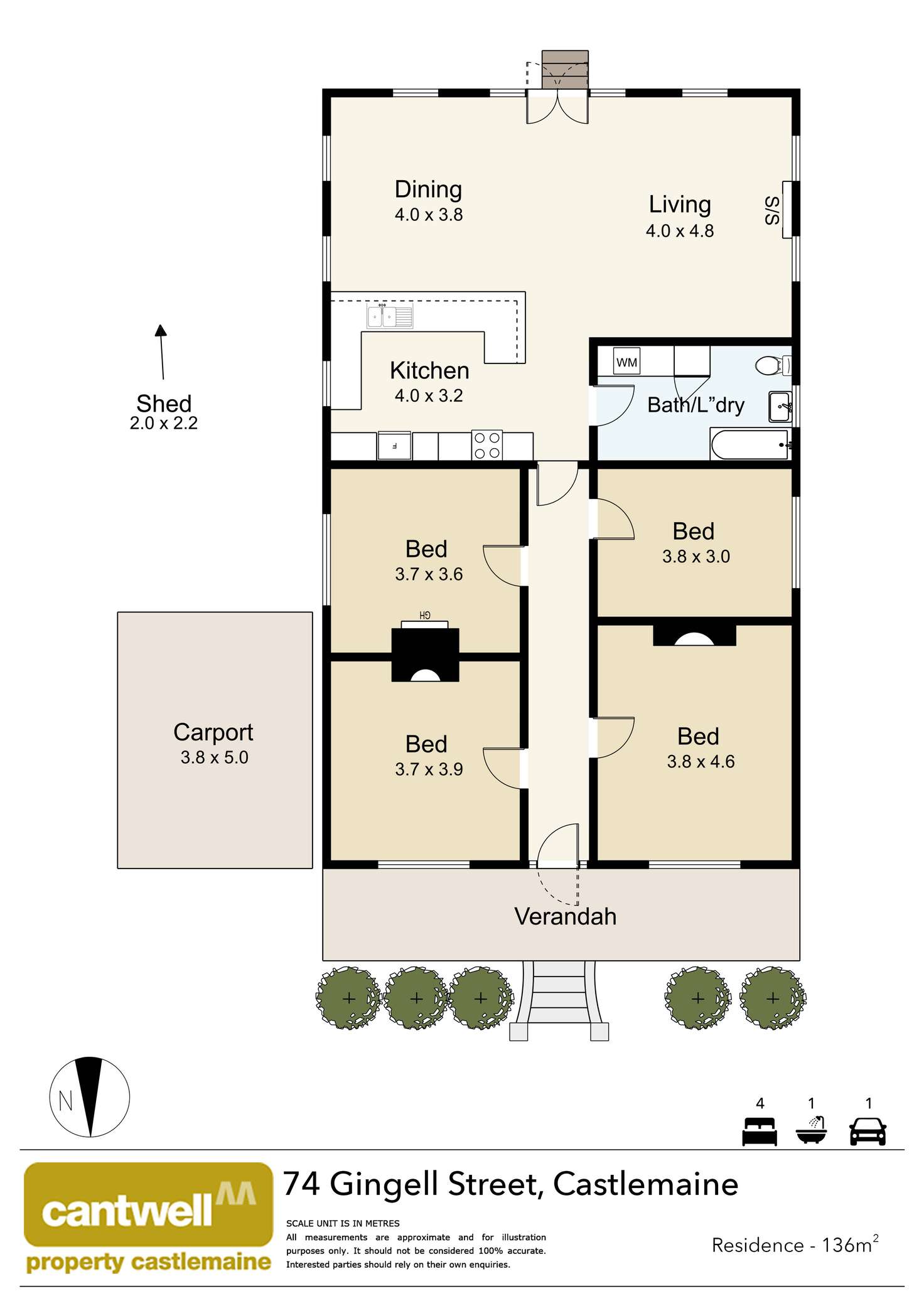 Floorplan of Homely house listing, 74 Gingell Street, Castlemaine VIC 3450