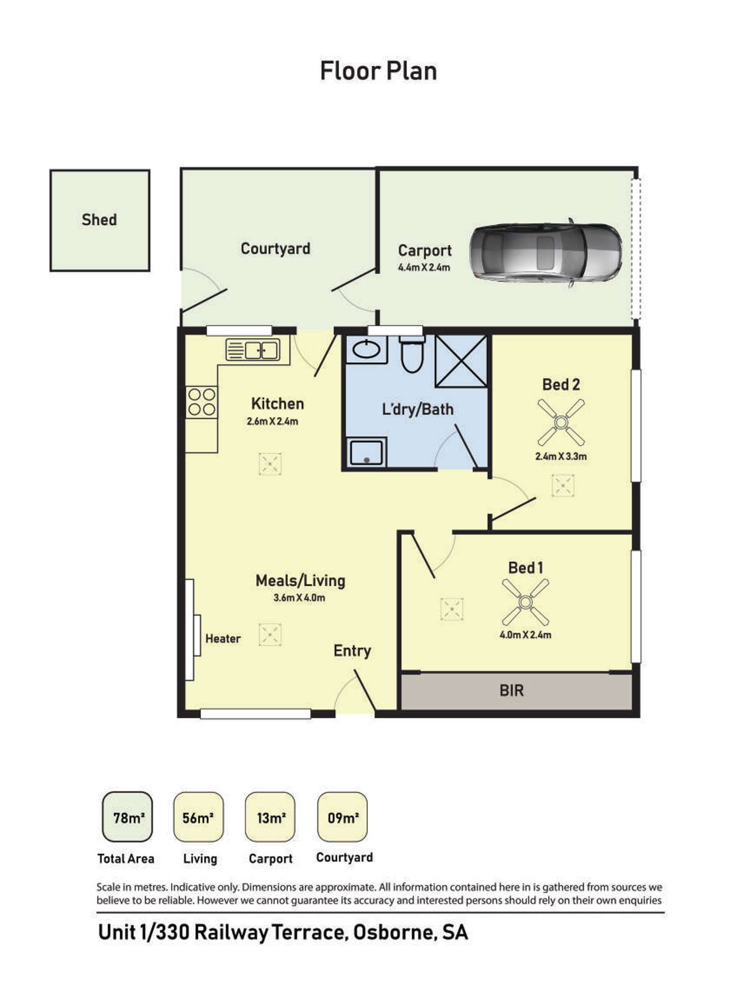 Floorplan of Homely unit listing, 1/330 Railway Terrace, Osborne SA 5017