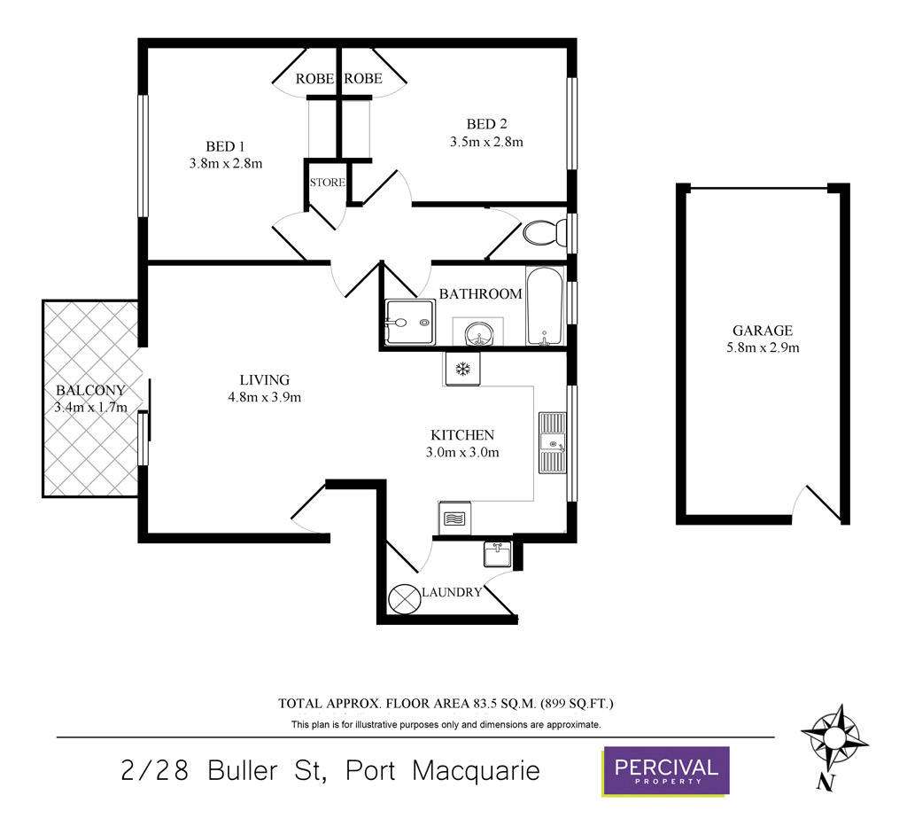 Floorplan of Homely unit listing, 2/28 Buller Street, Port Macquarie NSW 2444