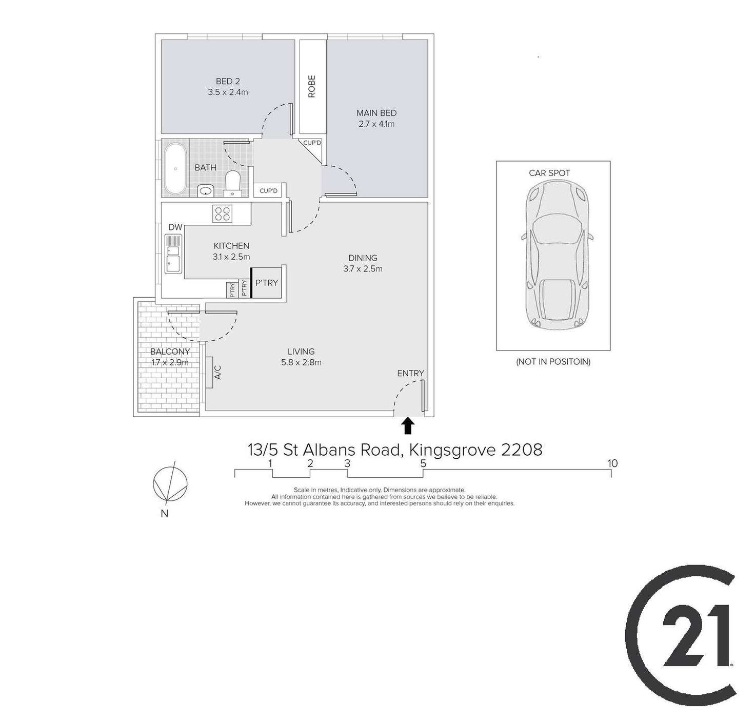 Floorplan of Homely apartment listing, 13/5 St Albans Road, Kingsgrove NSW 2208
