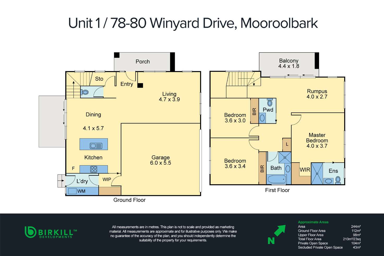 Floorplan of Homely townhouse listing, 1/78-80 Winyard Drive, Mooroolbark VIC 3138