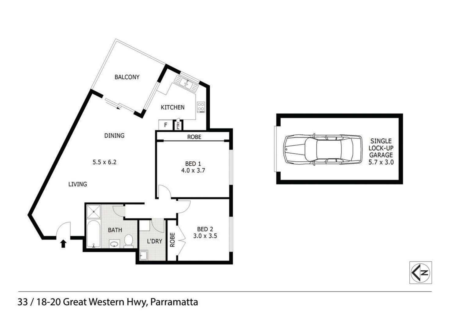 Floorplan of Homely apartment listing, 33/20 Great Western Highway, Parramatta NSW 2150
