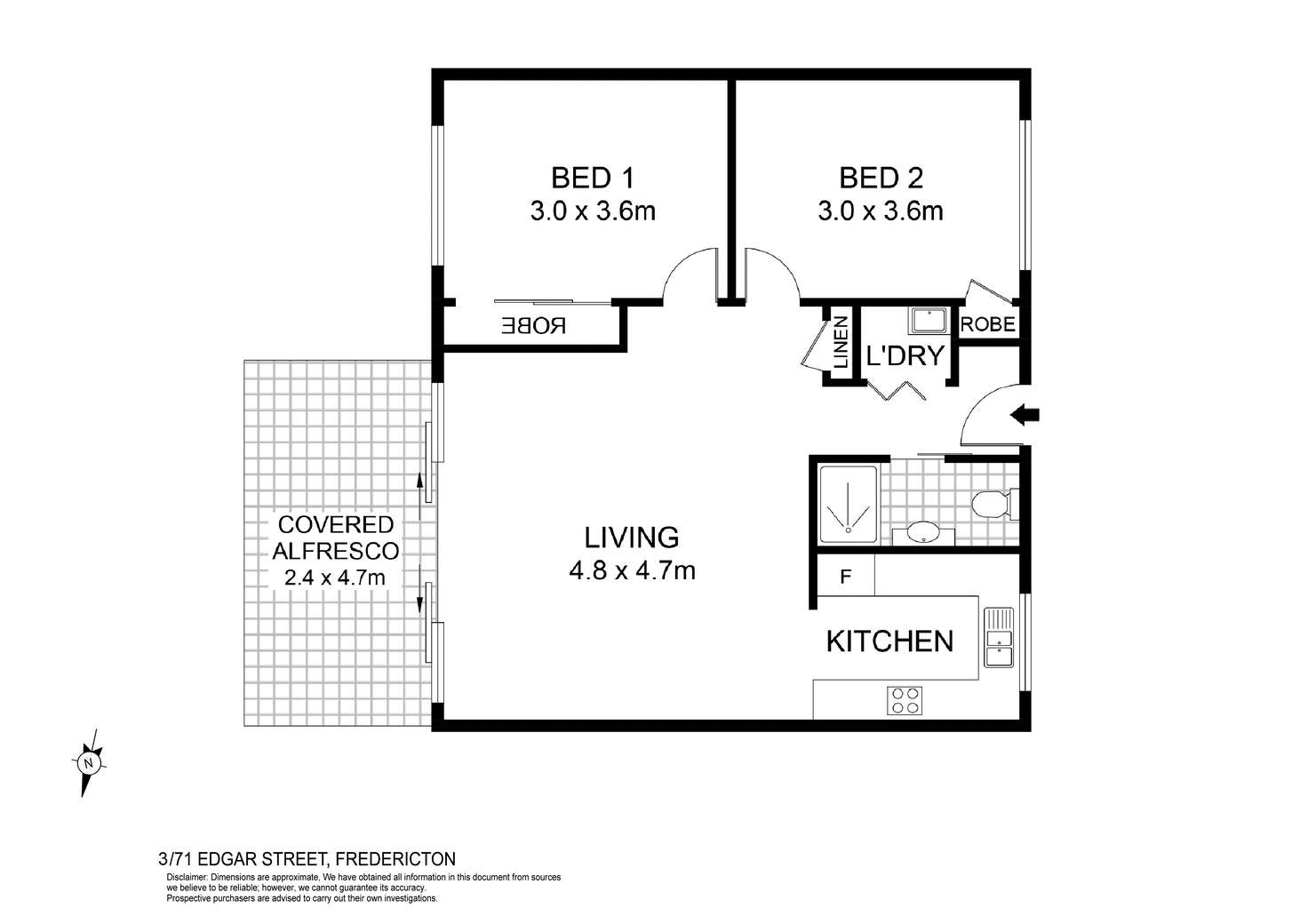 Floorplan of Homely unit listing, 3/71 Edgar Street, Frederickton NSW 2440