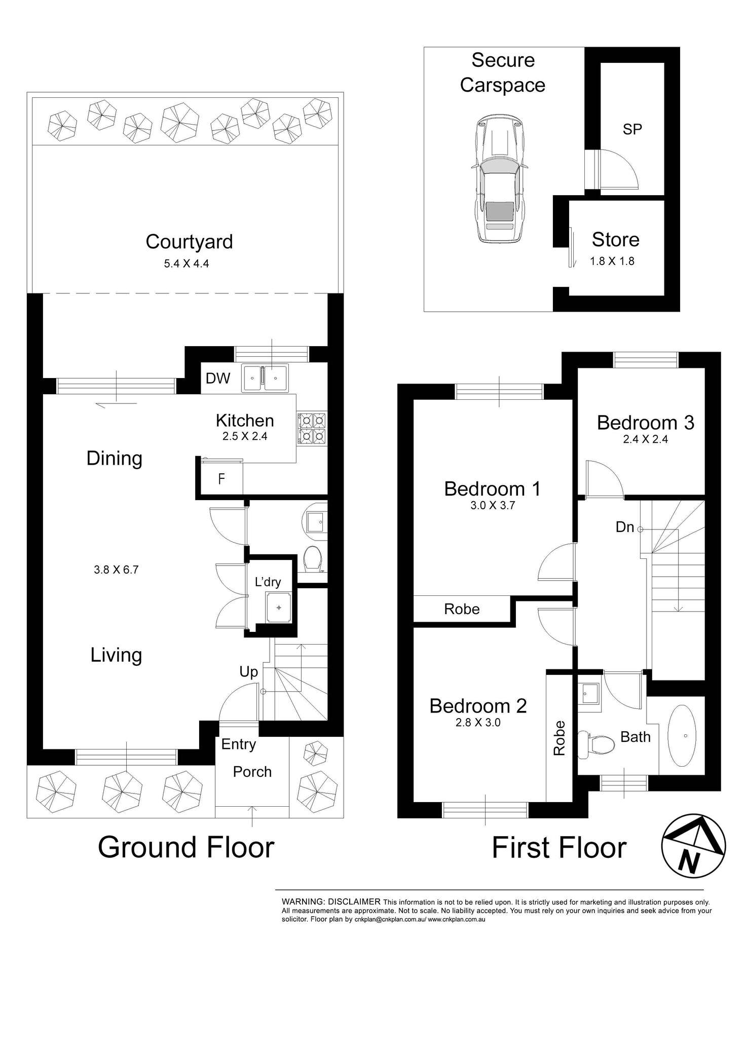 Floorplan of Homely townhouse listing, 3/1048 Anzac Parade, Maroubra NSW 2035