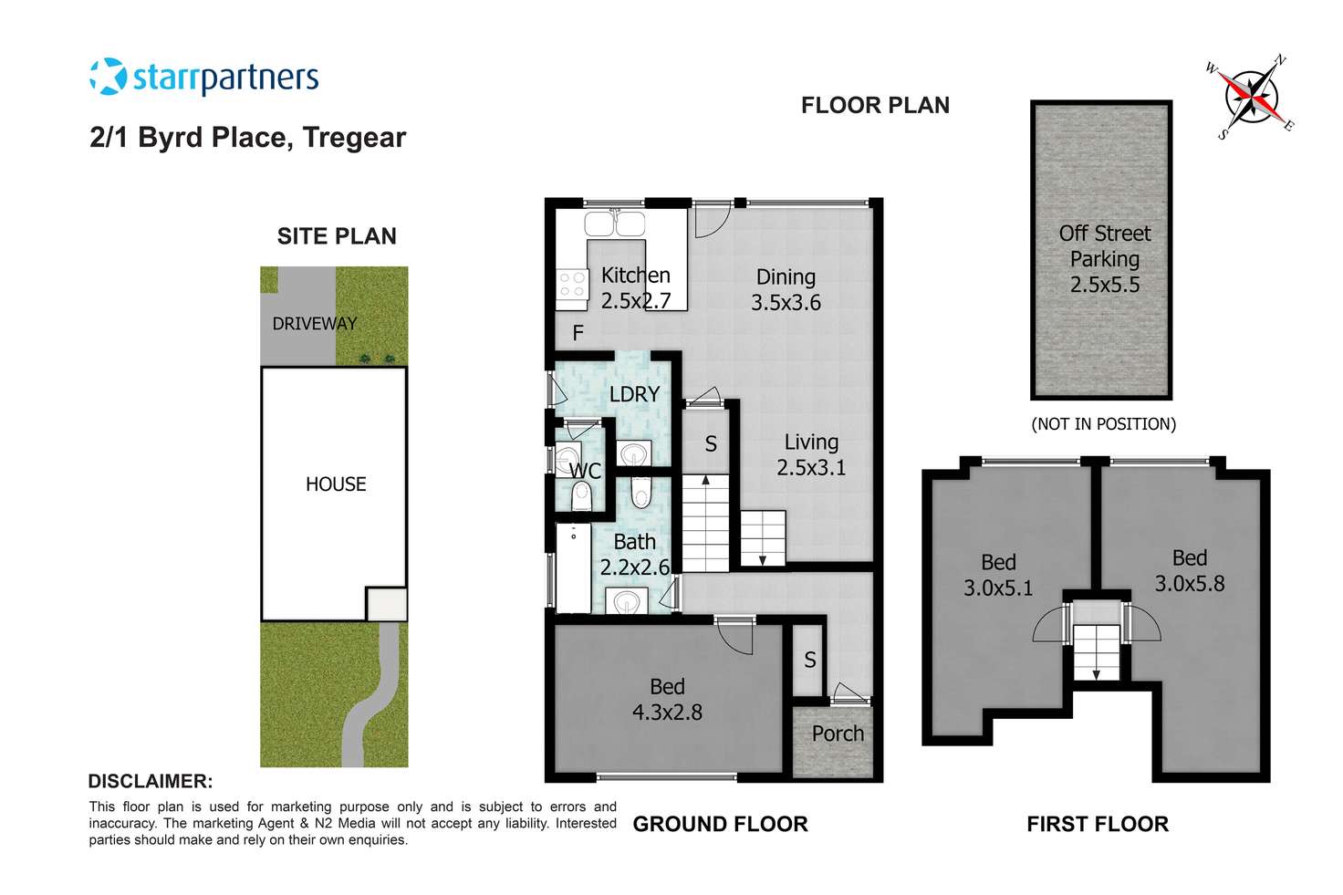 Floorplan of Homely townhouse listing, 2/1 Byrd Place, Tregear NSW 2770
