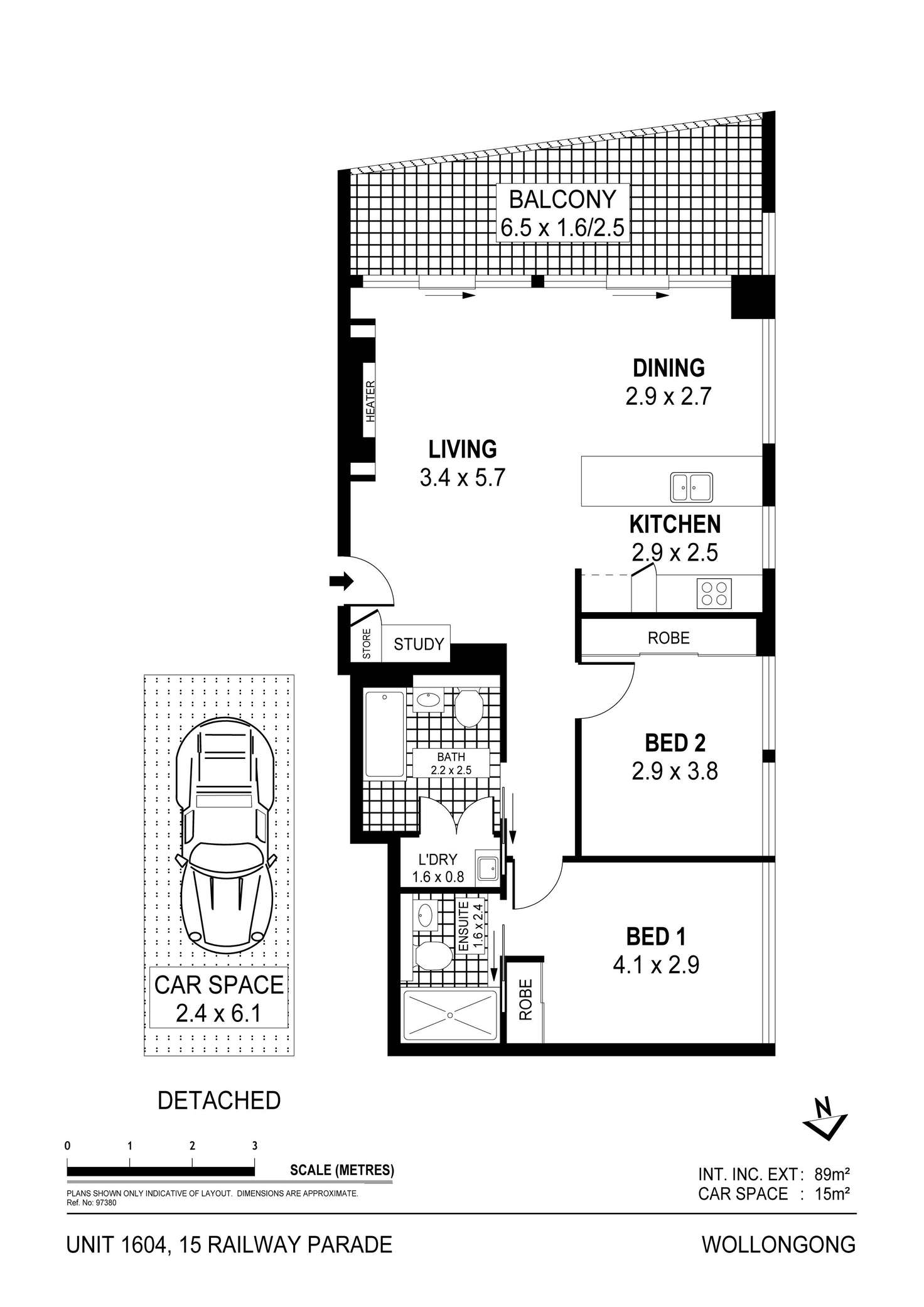 Floorplan of Homely unit listing, 1604/15 Railway Parade, Wollongong NSW 2500