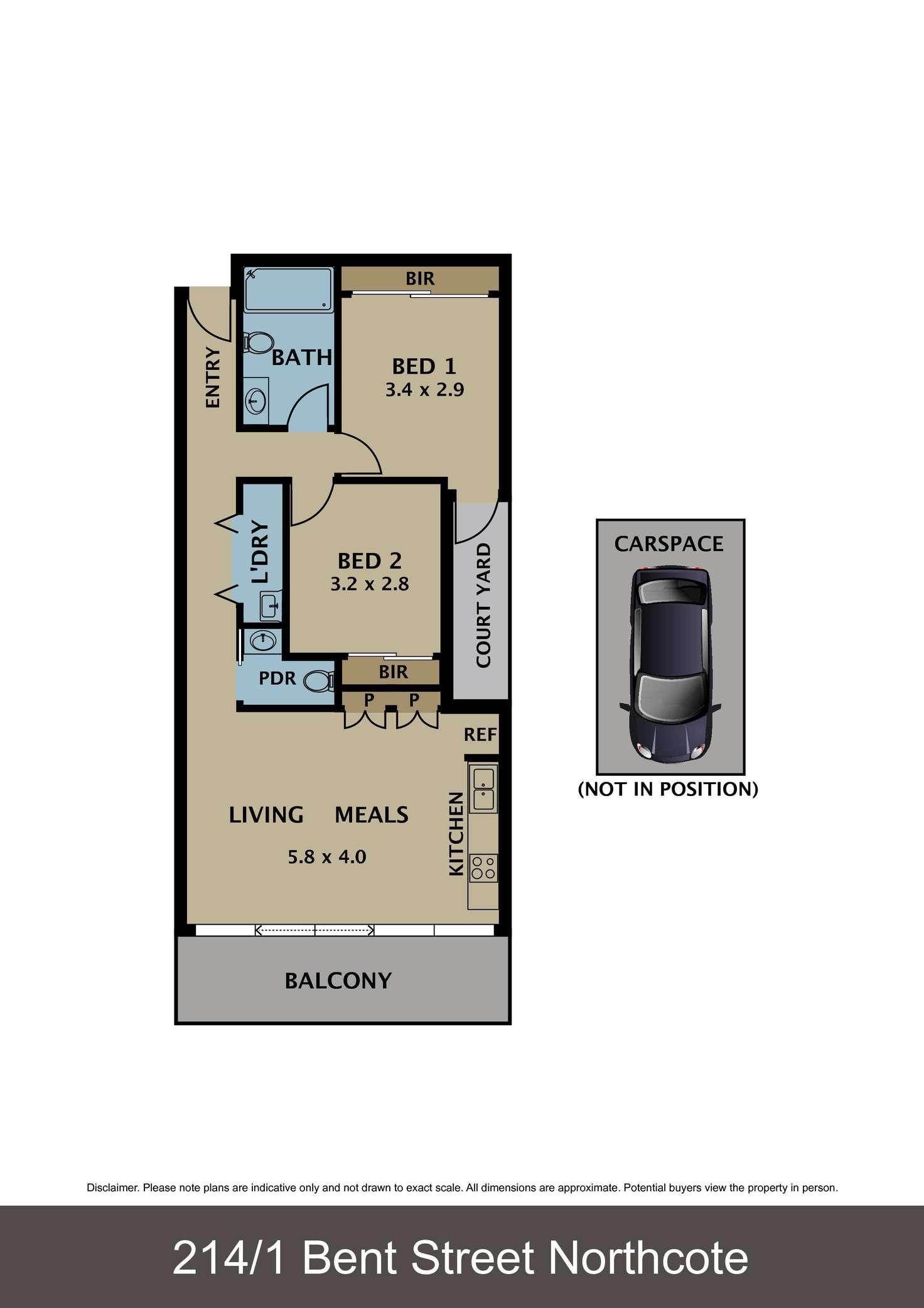 Floorplan of Homely apartment listing, Level 2/214/1 Bent Street, Northcote VIC 3070
