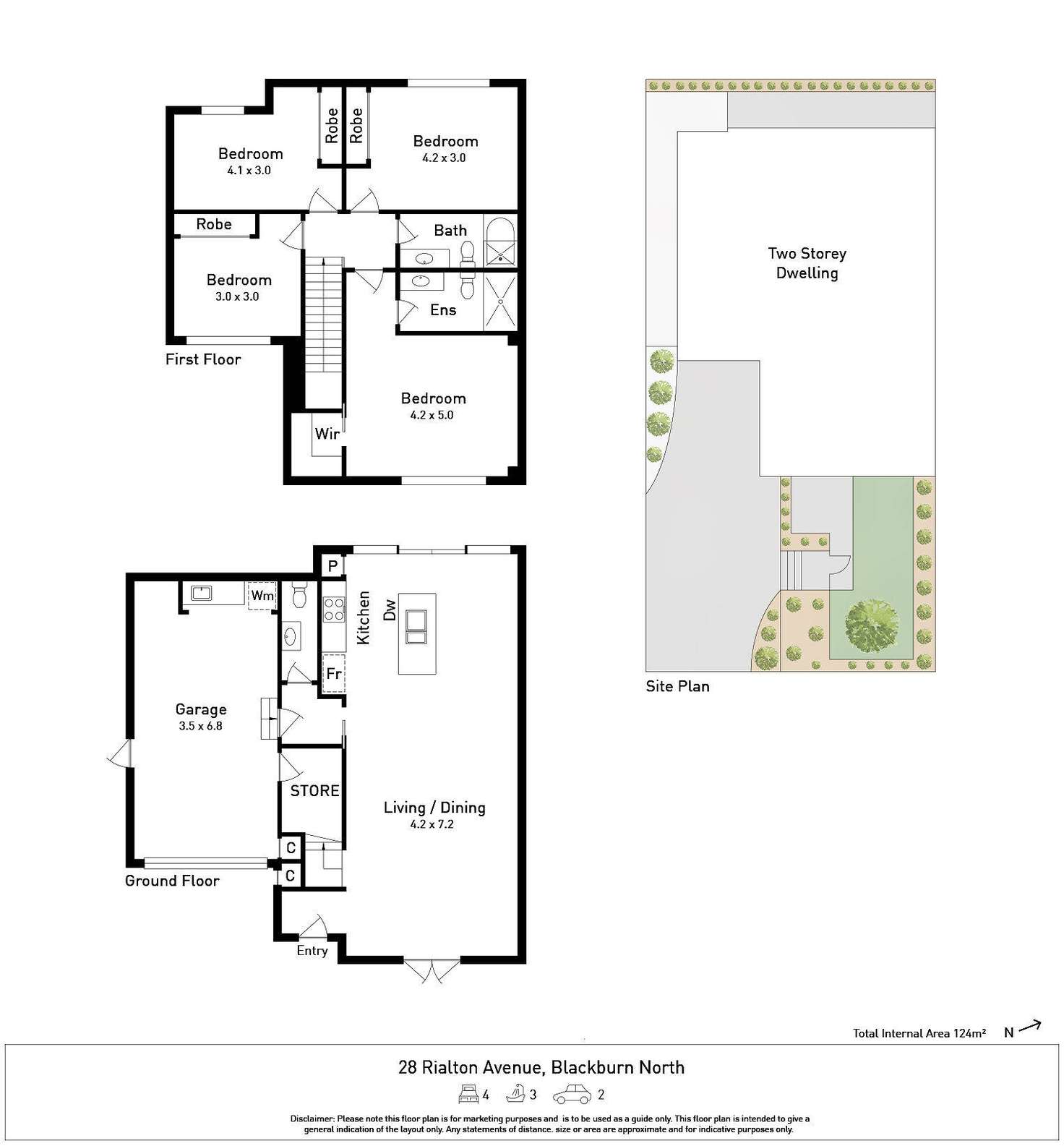 Floorplan of Homely townhouse listing, 28 Rialton Avenue, Blackburn North VIC 3130