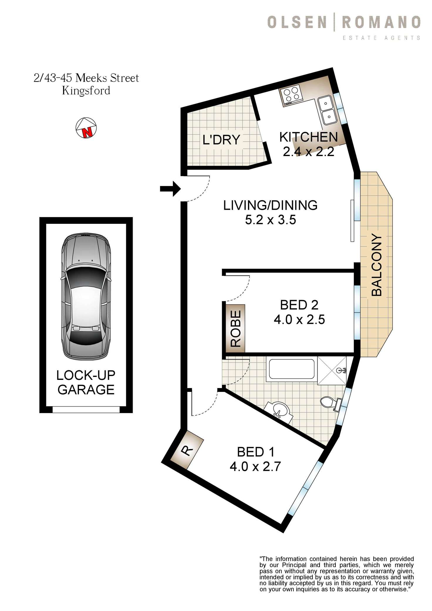 Floorplan of Homely apartment listing, 2/43-45 Meeks Street, Kingsford NSW 2032