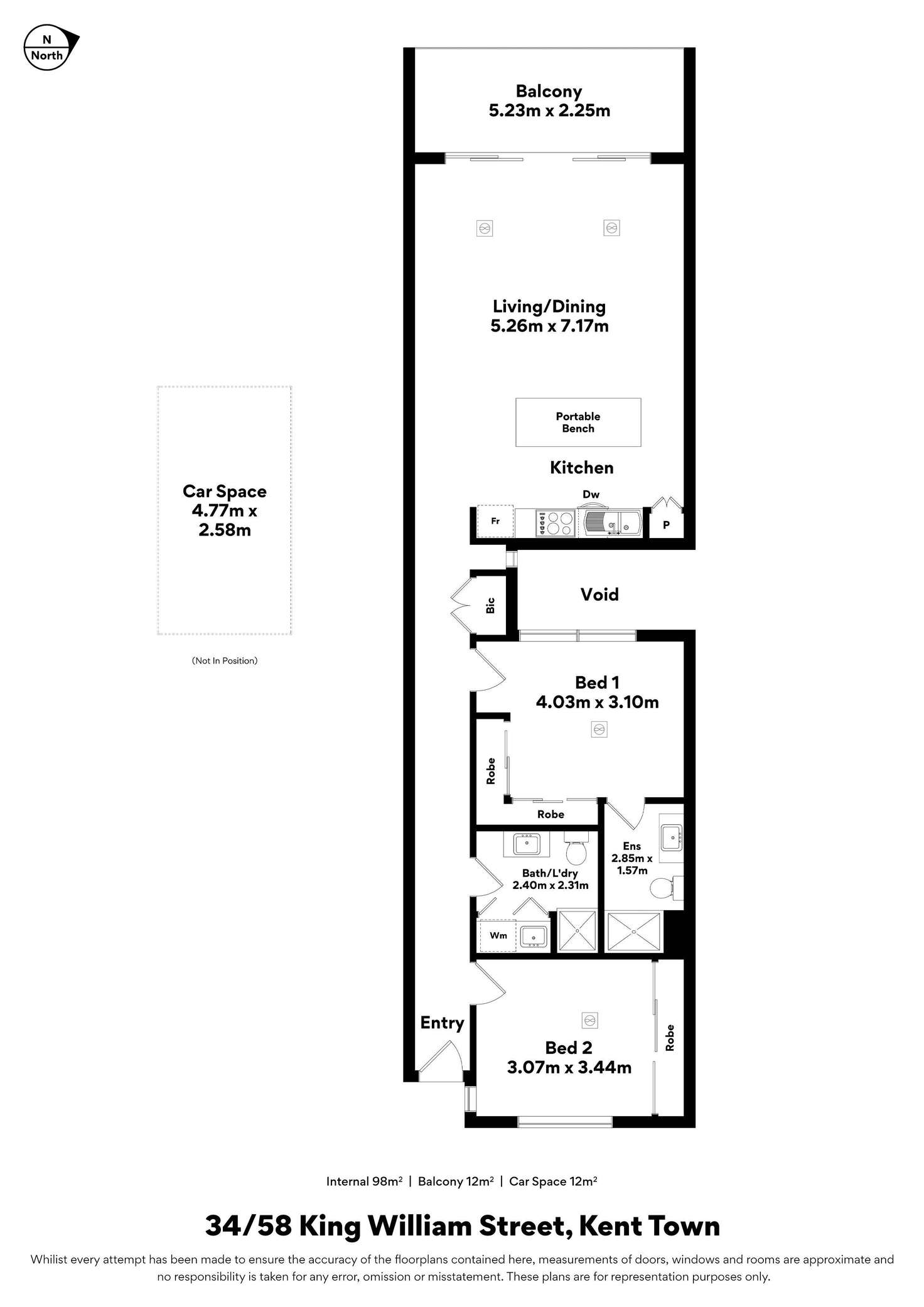 Floorplan of Homely apartment listing, 34/58 King William Street, Kent Town SA 5067