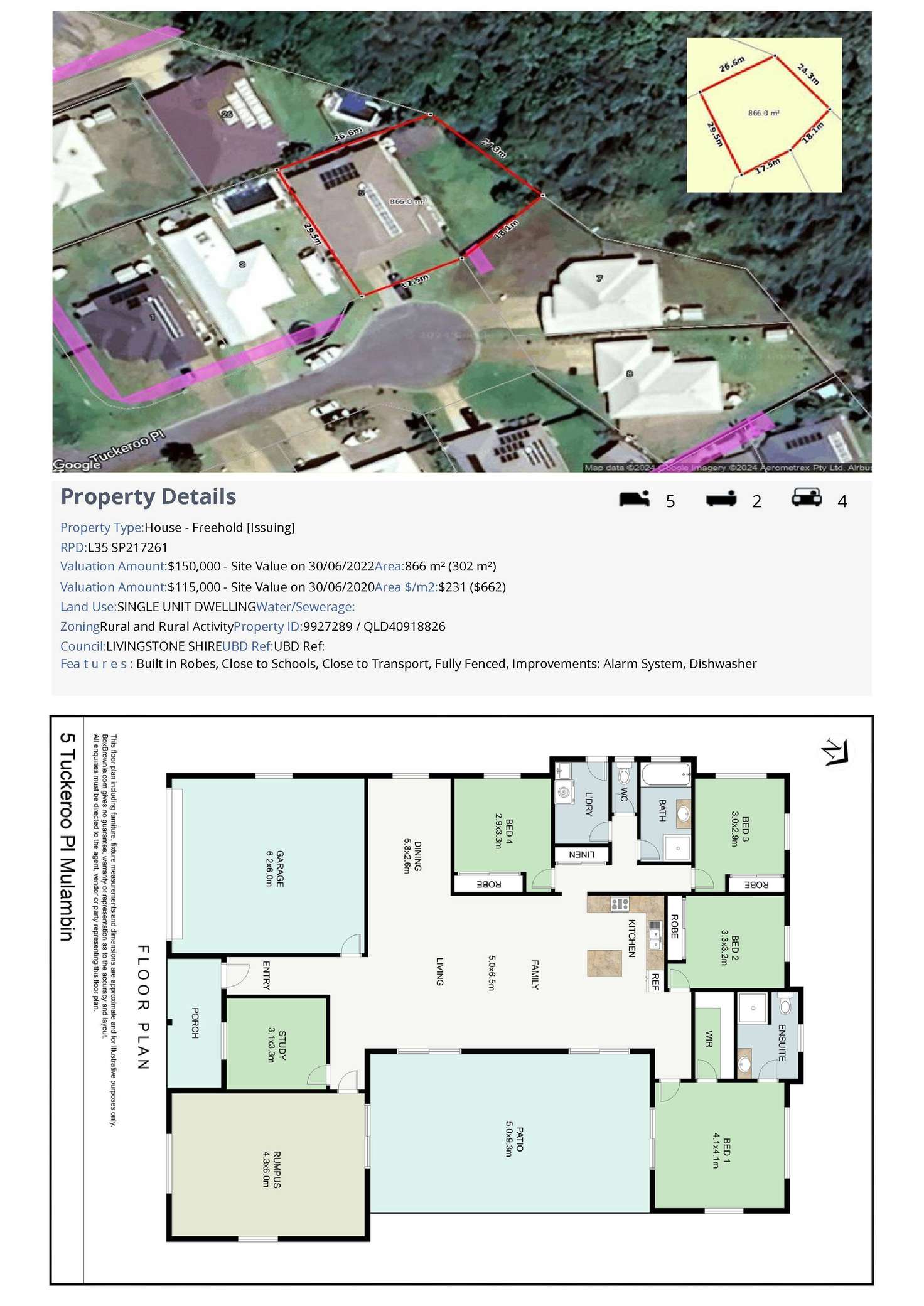 Floorplan of Homely house listing, 5 Tuckeroo Place, Mulambin QLD 4703