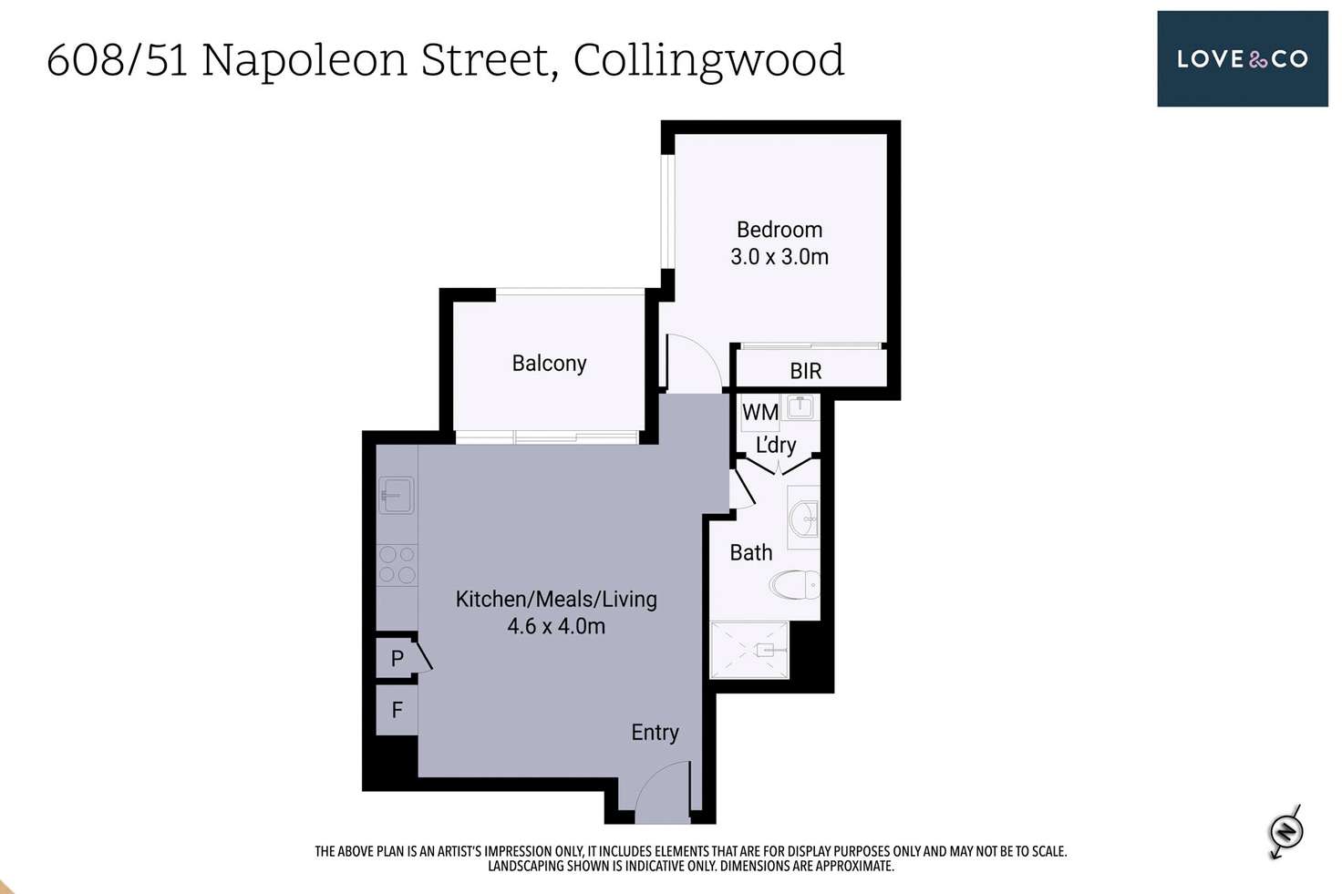 Floorplan of Homely apartment listing, 608/51 Napoleon Street, Collingwood VIC 3066