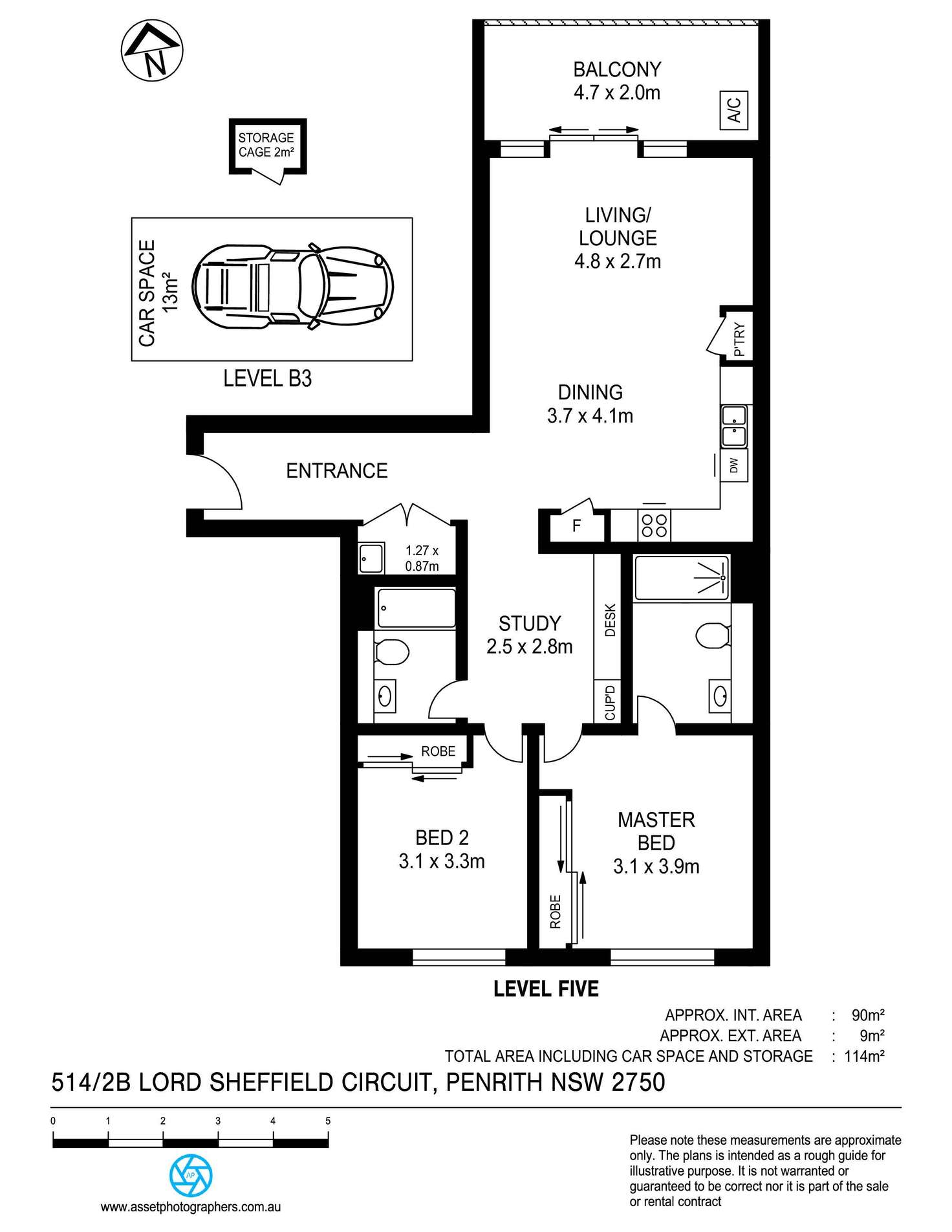 Floorplan of Homely apartment listing, 514/2B Lord Sheffield Circuit, Penrith NSW 2750