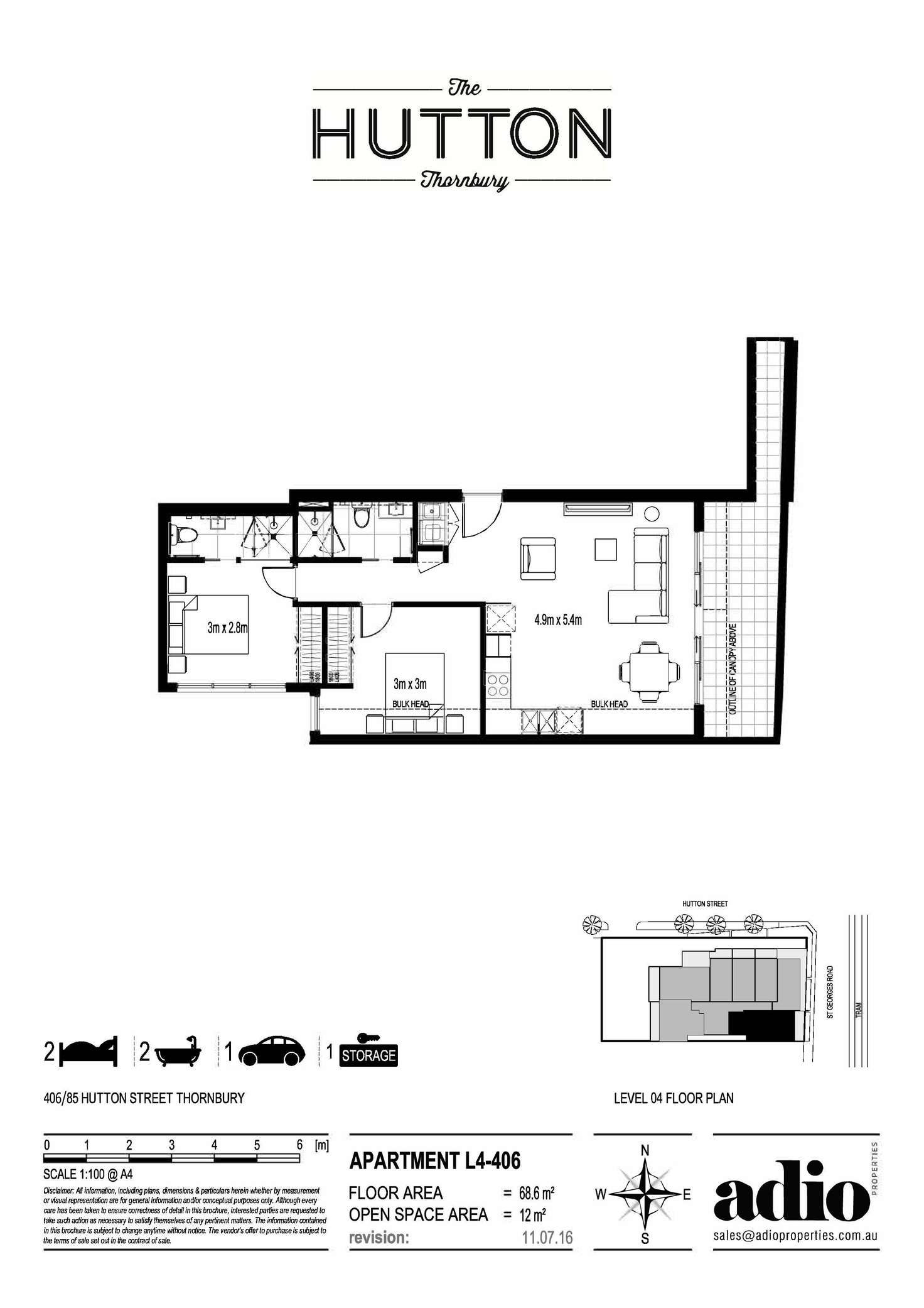 Floorplan of Homely apartment listing, 406/85 Hutton Street, Thornbury VIC 3071
