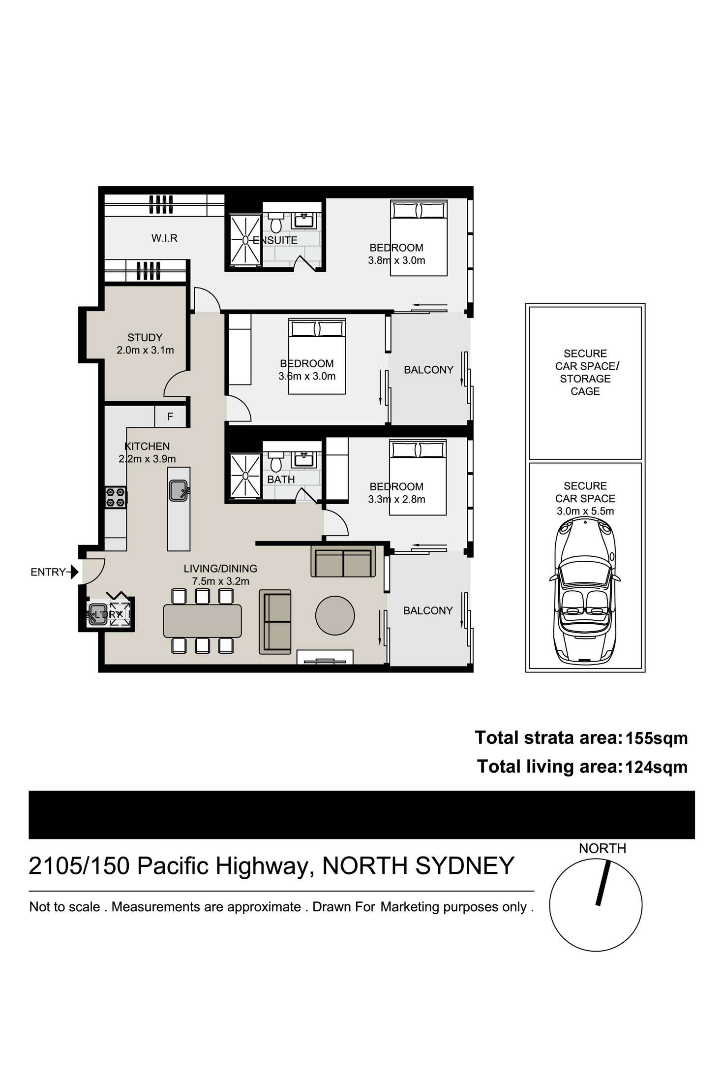 Floorplan of Homely apartment listing, 2105/150 Pacific Highway, North Sydney NSW 2060