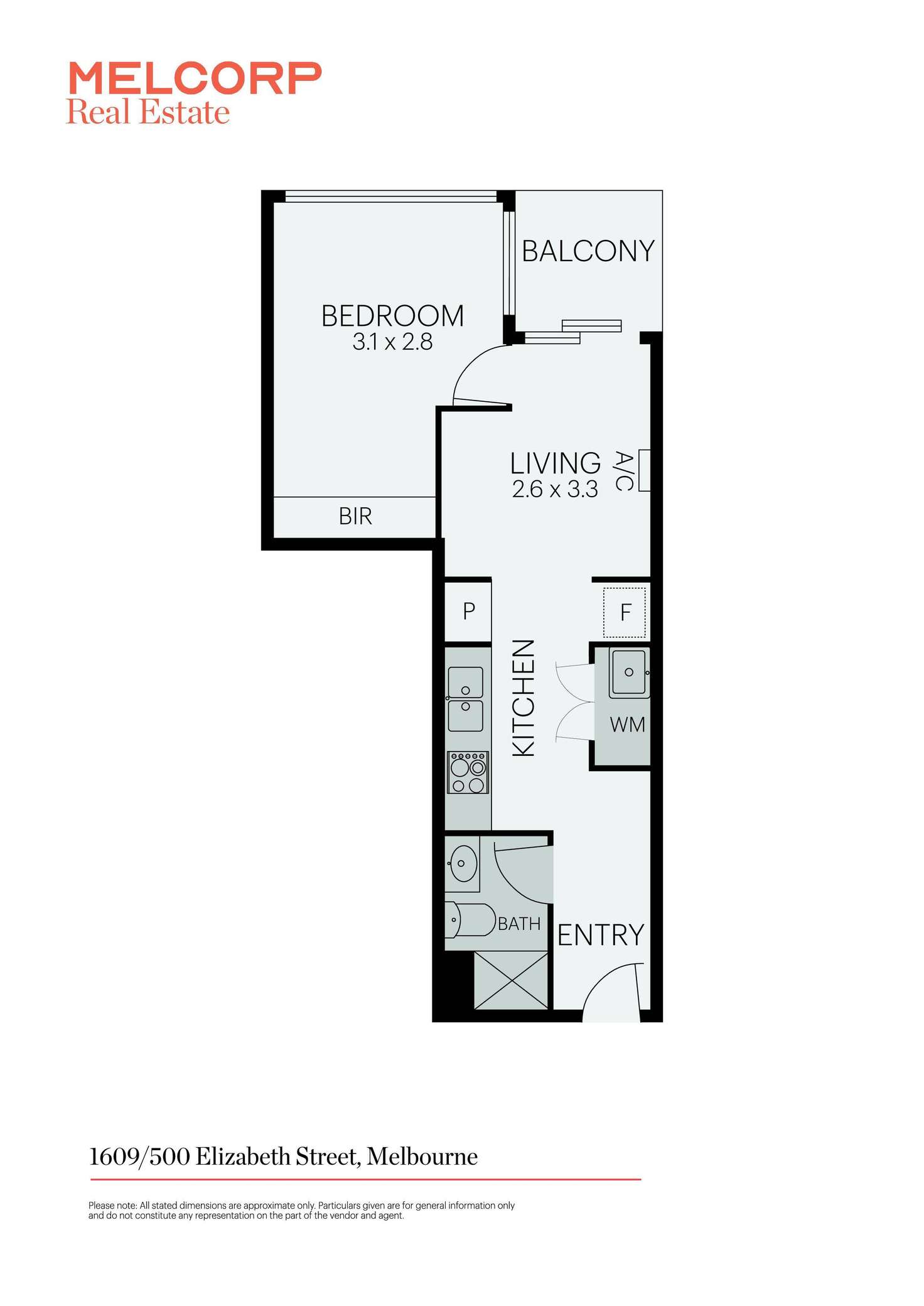 Floorplan of Homely apartment listing, 1609/500 Elizabeth Street, Melbourne VIC 3000