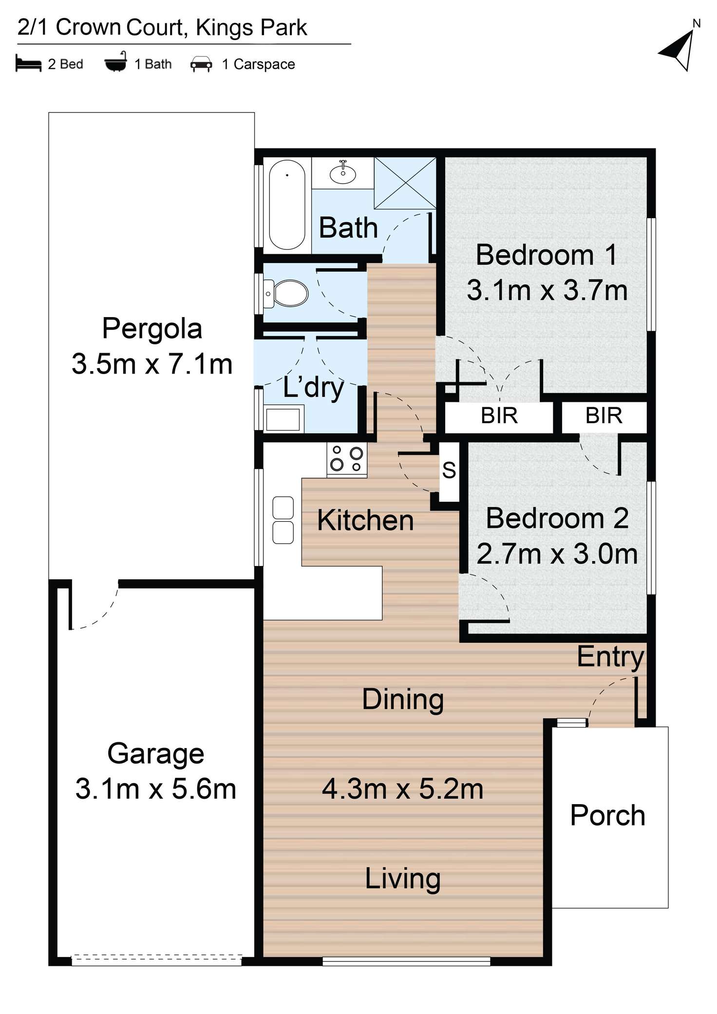 Floorplan of Homely house listing, 2/1 Crown Court, Kings Park VIC 3021