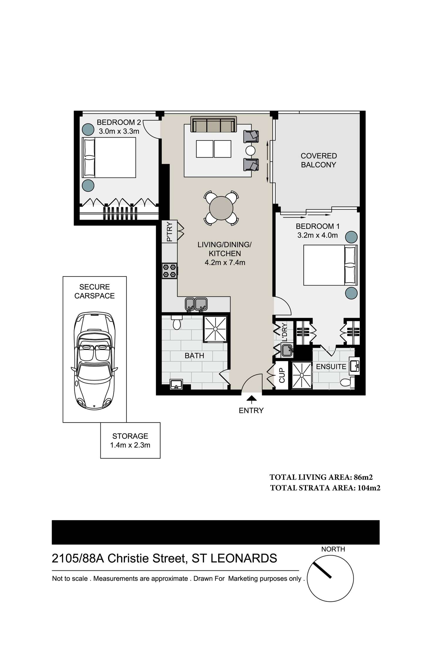 Floorplan of Homely apartment listing, 2105/88A Christie Street, St Leonards NSW 2065