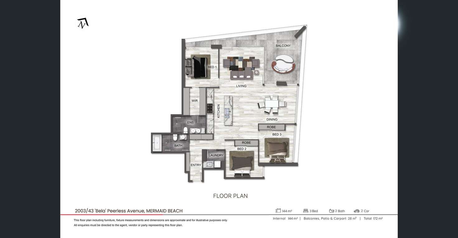 Floorplan of Homely apartment listing, 2003/43 Peerless Avenue, Mermaid Beach QLD 4218