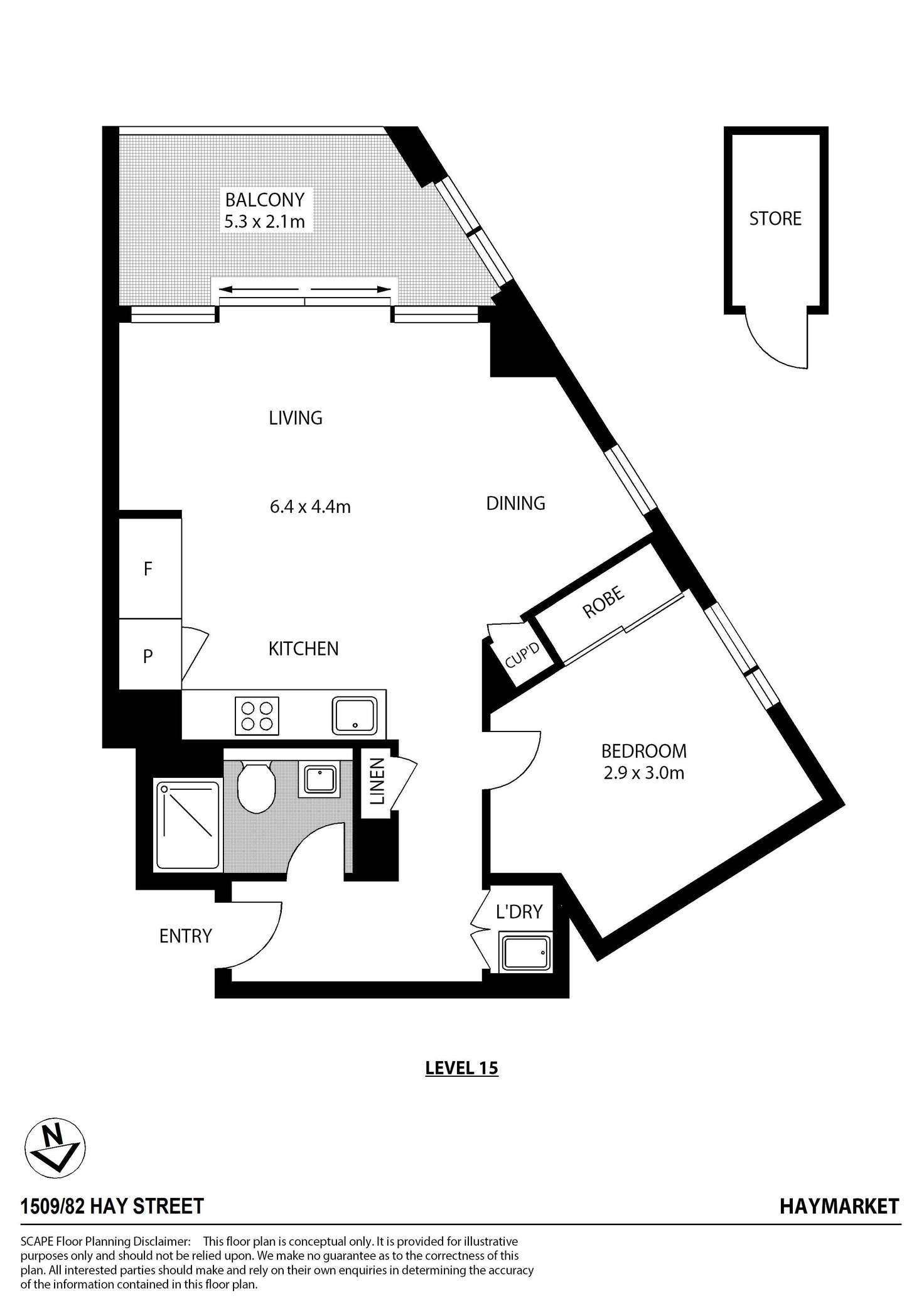 Floorplan of Homely apartment listing, 1509/82 Hay Street, Haymarket NSW 2000