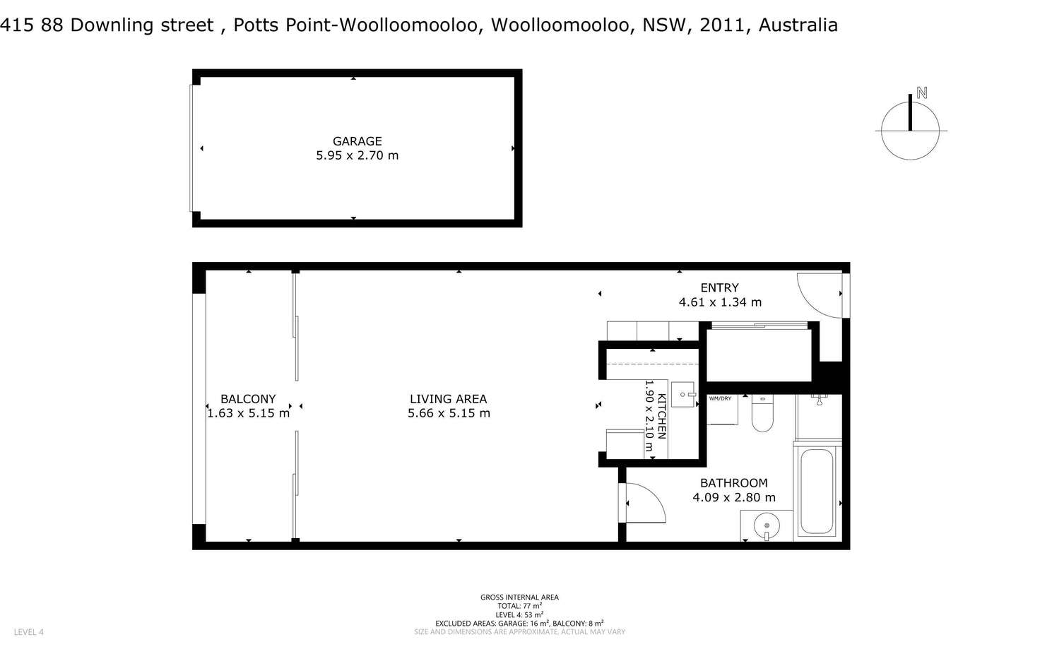Floorplan of Homely apartment listing, 415/88 Dowling Street, Woolloomooloo NSW 2011