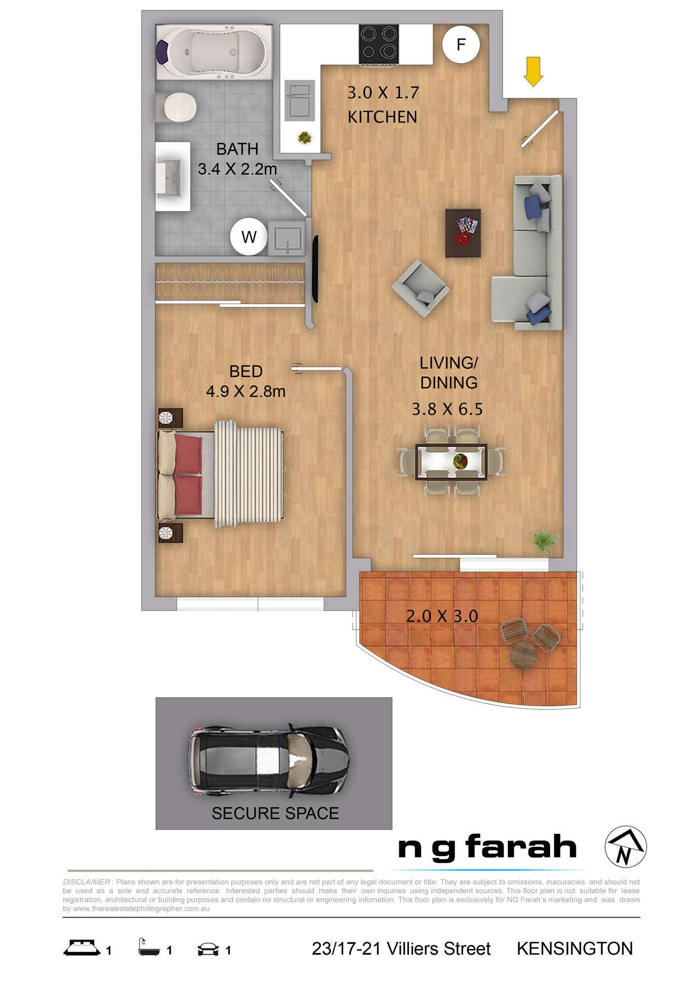Floorplan of Homely apartment listing, 23/17-21A Villiers Street, Kensington NSW 2033