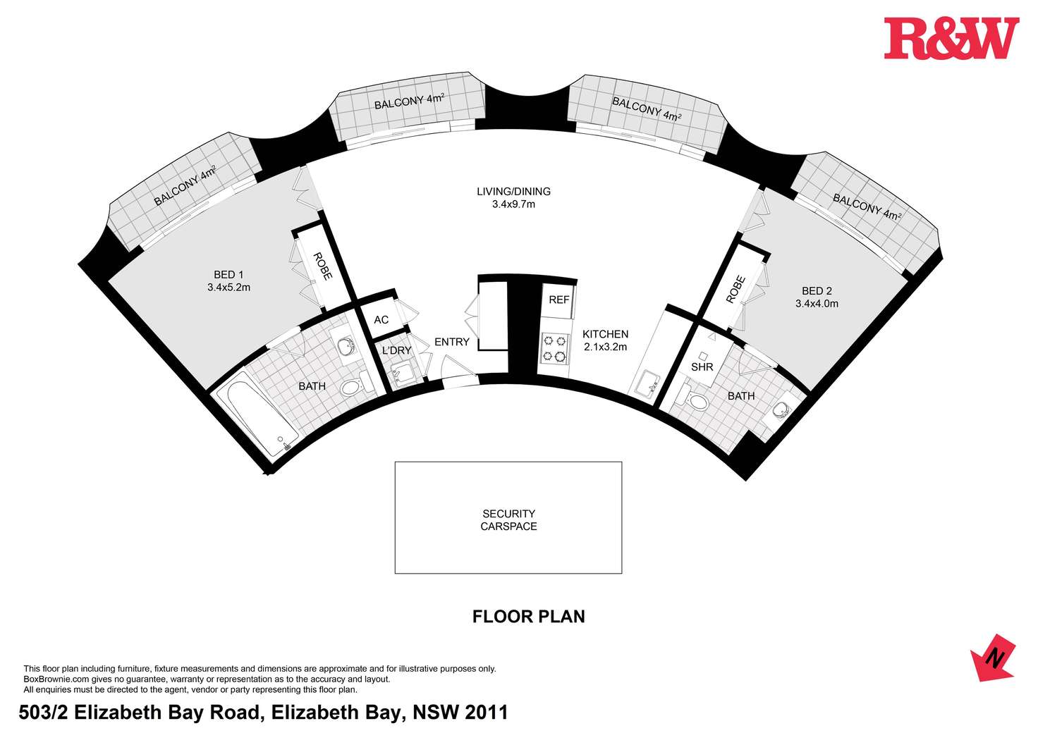 Floorplan of Homely apartment listing, 503/2 Elizabeth Bay Road, Elizabeth Bay NSW 2011