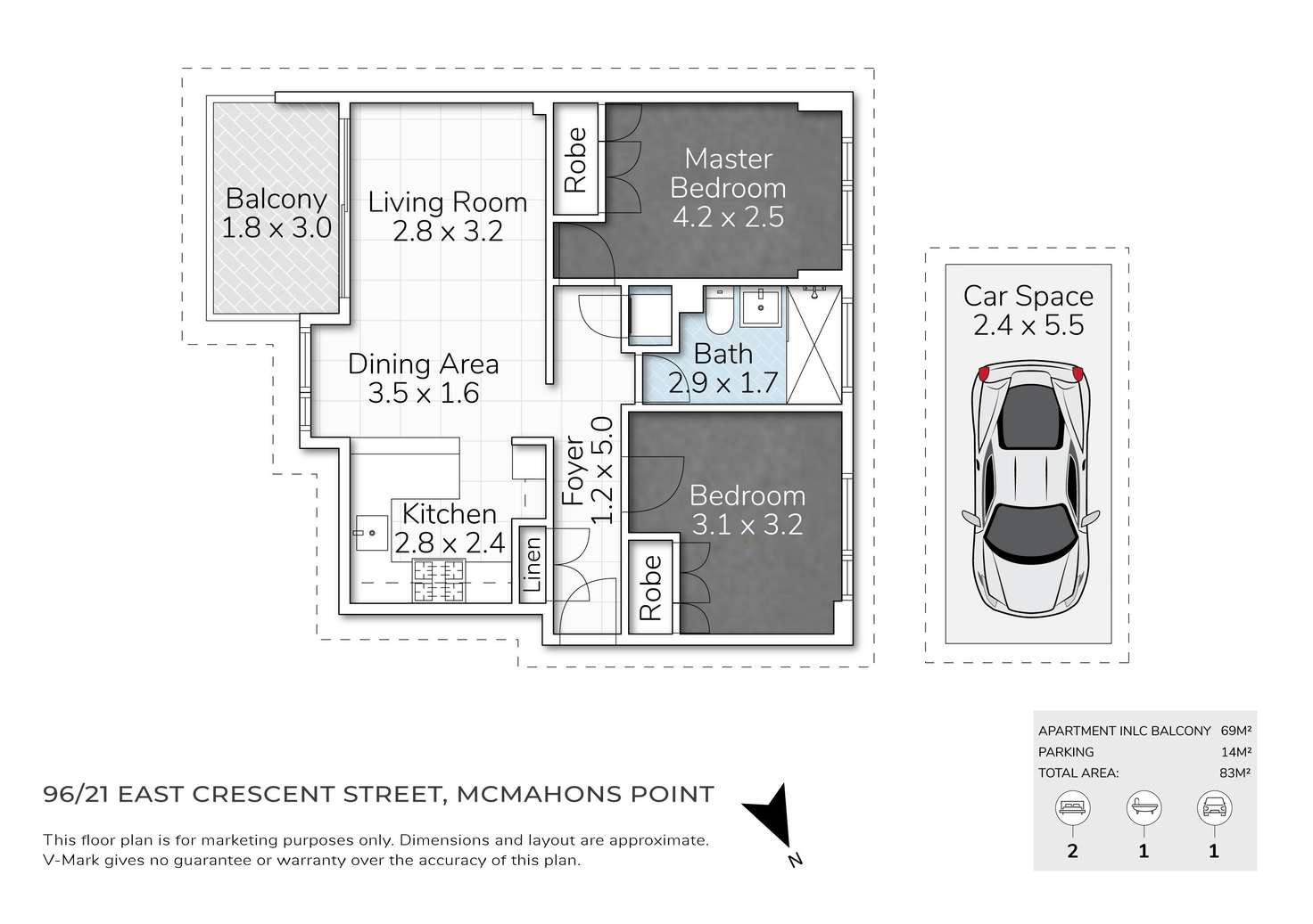 Floorplan of Homely apartment listing, 96/21 East Crescent Street, Mcmahons Point NSW 2060