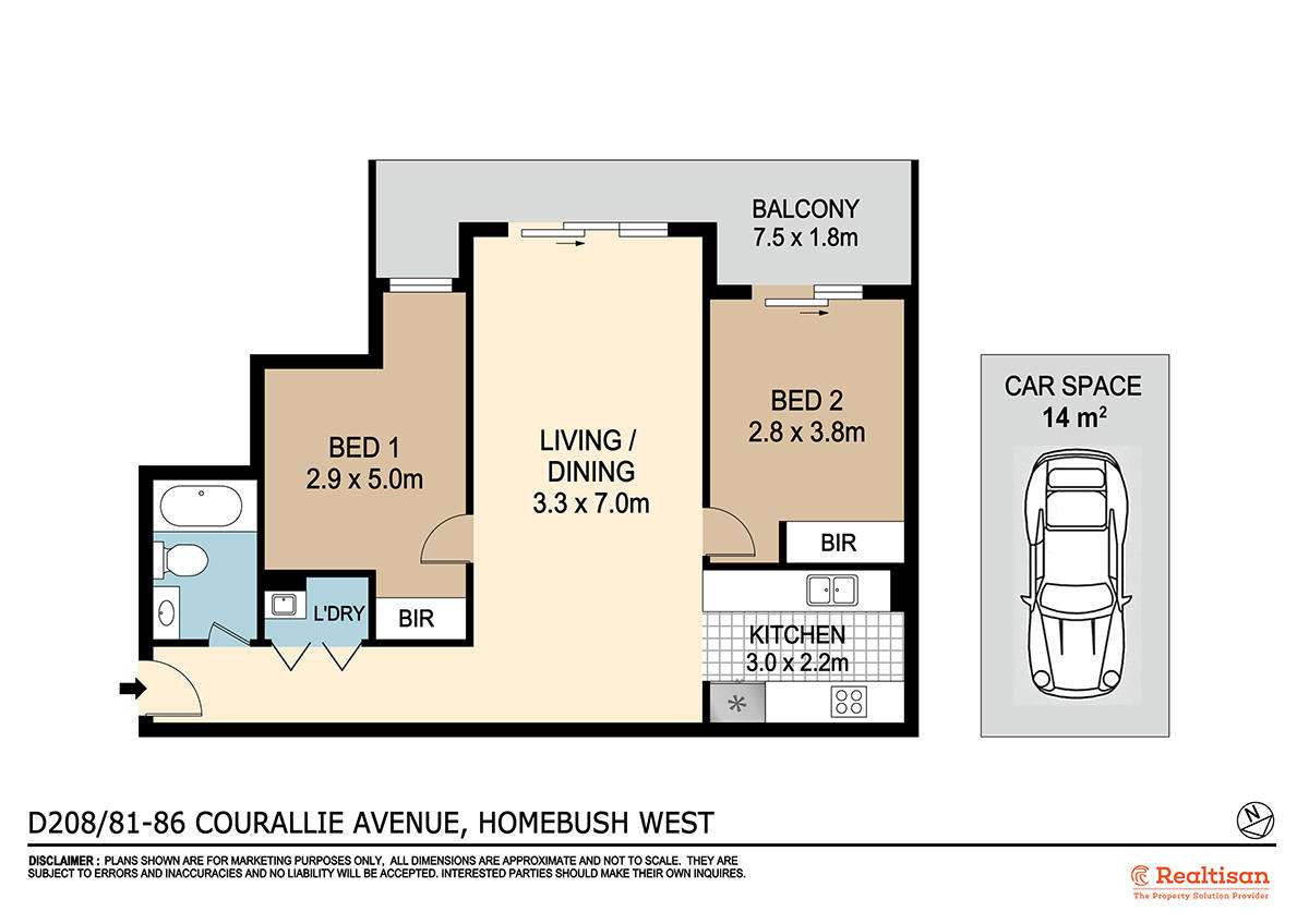 Floorplan of Homely unit listing, D208/81-86 Courallie Avenue, Homebush West NSW 2140