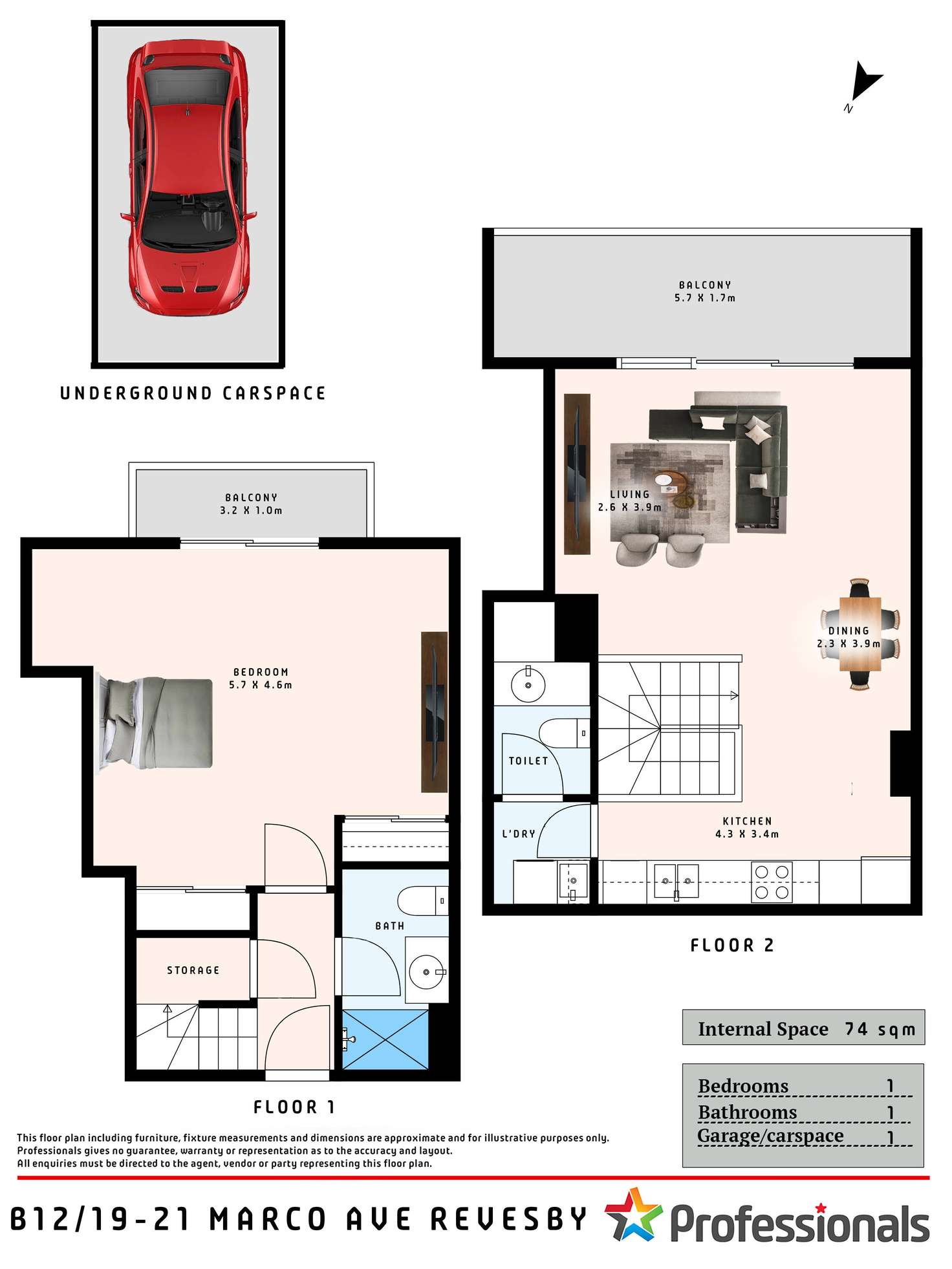Floorplan of Homely unit listing, B12/19-21 Marco Avenue, Revesby NSW 2212