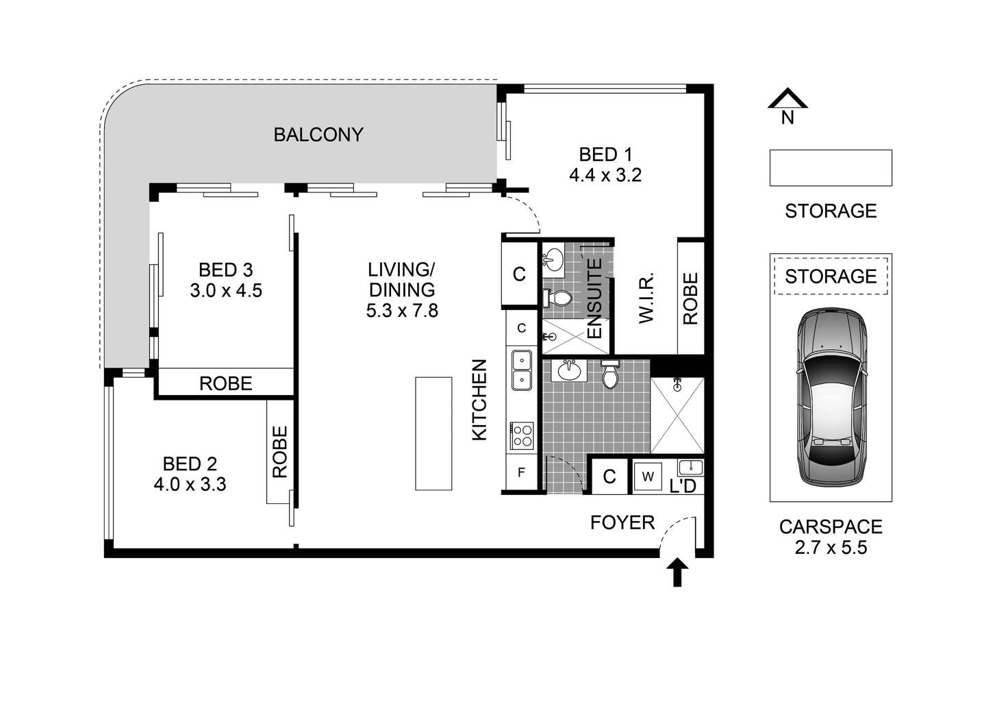Floorplan of Homely apartment listing, 401/830-832 Elizabeth Street, Waterloo NSW 2017