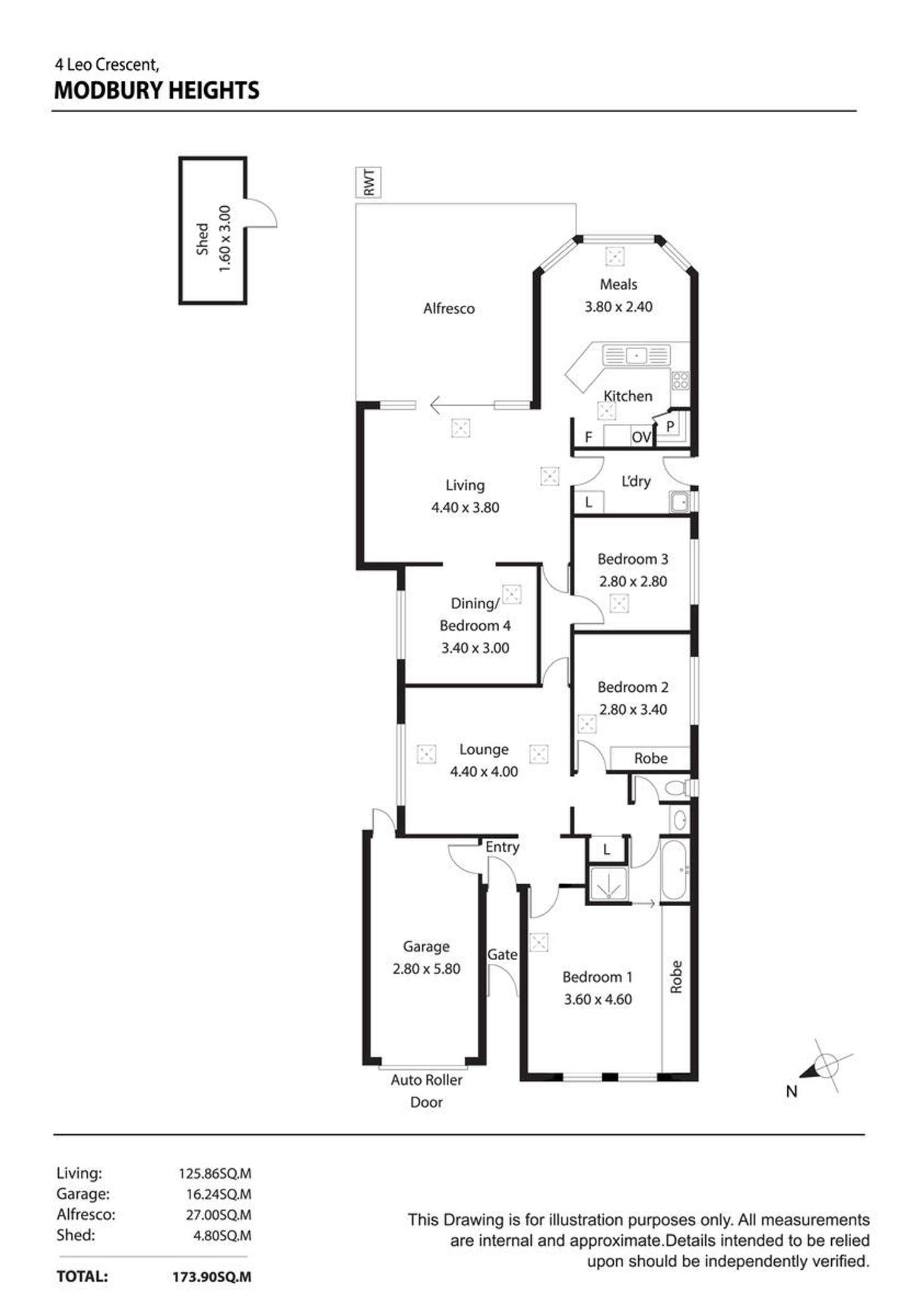 Floorplan of Homely house listing, 4 Leo Crescent, Modbury Heights SA 5092